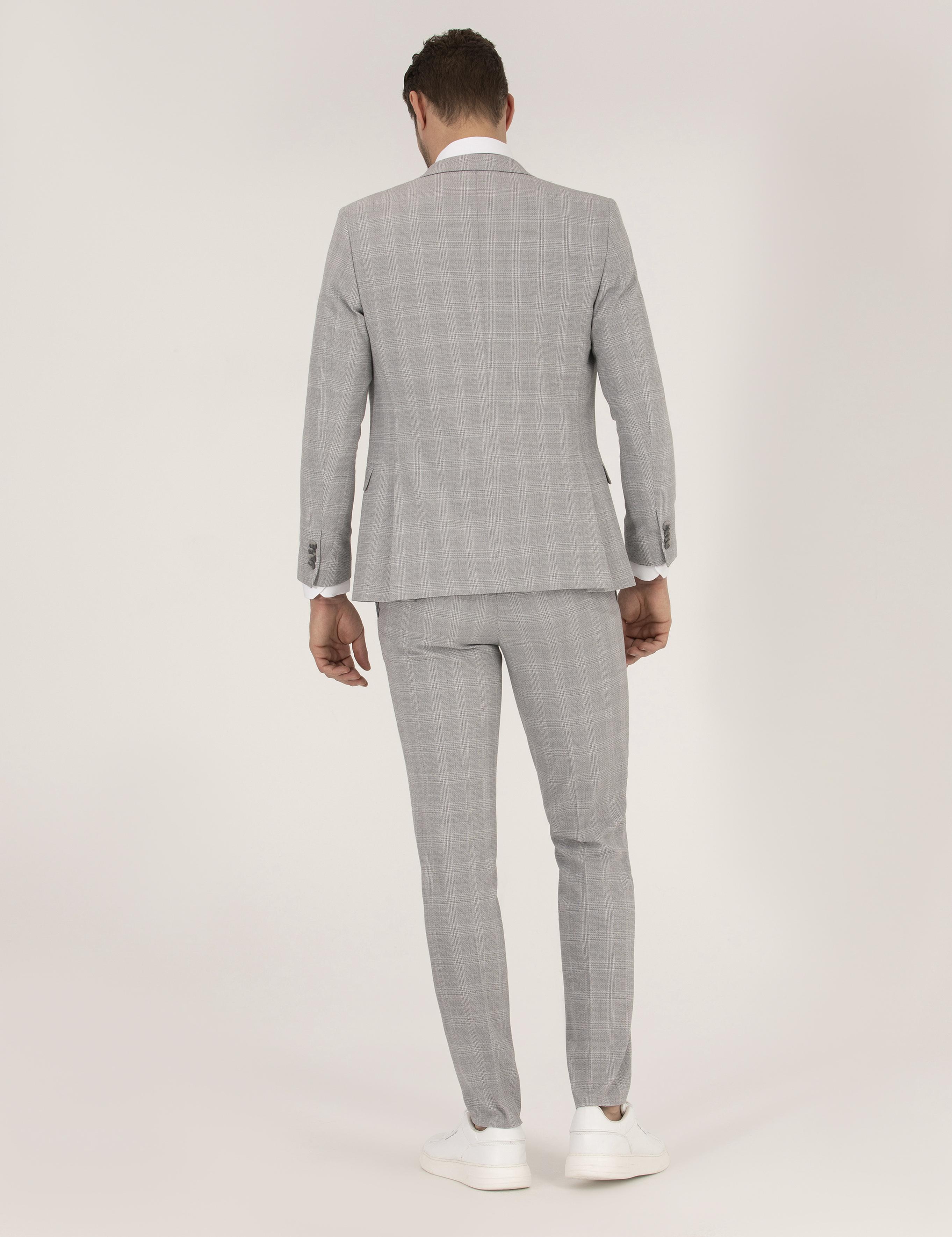 Gri Süper Slim Takım Elbise