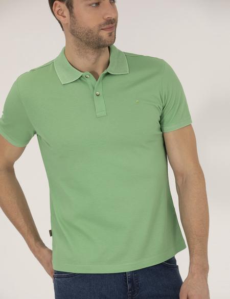Açık Yeşil Slim Fit Polo Yaka Merserize Tişört - 50262665143