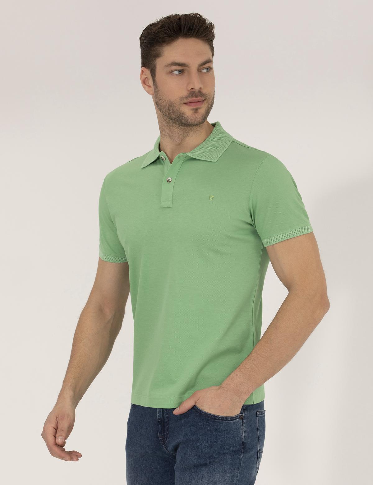 Açık Yeşil Slim Fit Polo Yaka Merserize Tişört