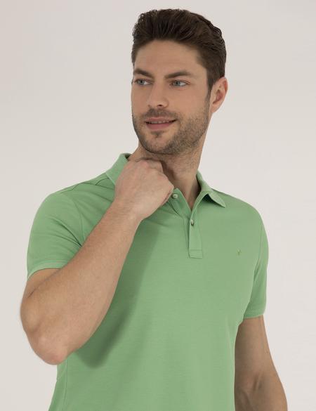 Açık Yeşil Slim Fit Polo Yaka Merserize Tişört - 50262665143