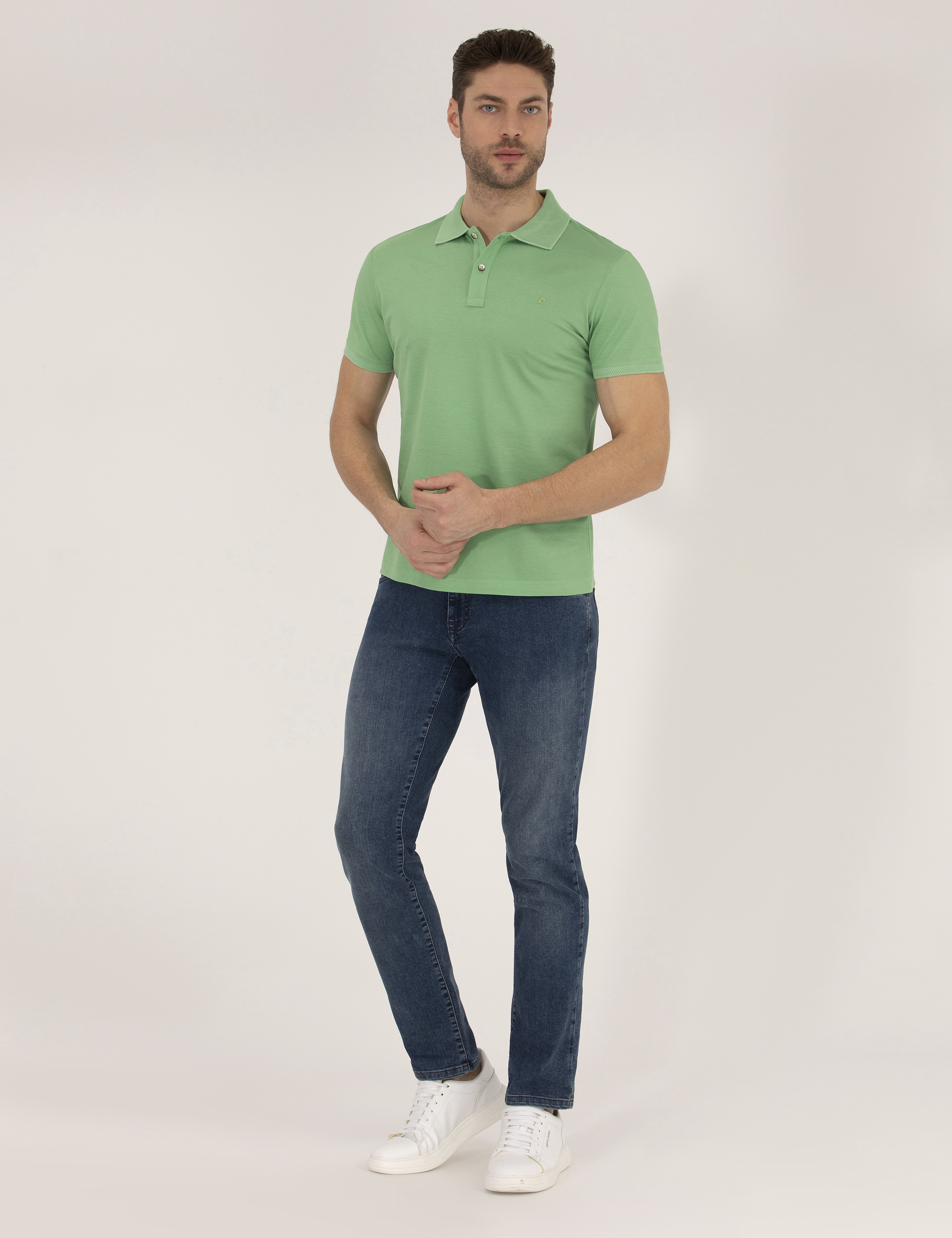 Açık Yeşil Slim Fit Polo Yaka Merserize Tişört