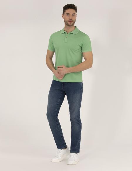 Açık Yeşil Slim Fit Polo Yaka Merserize Tişört - 50262665143