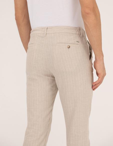 Bej Carrot Fit Beli Lastikli Keten Karışımlı Kanvas Pantolon - 50268051037