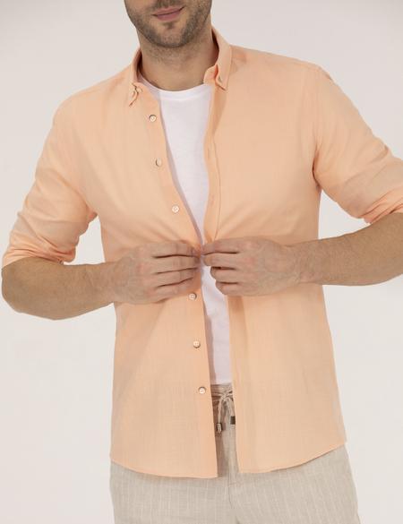 Turuncu Slim Fit Uzun Kollu Gömlek - 50268183098