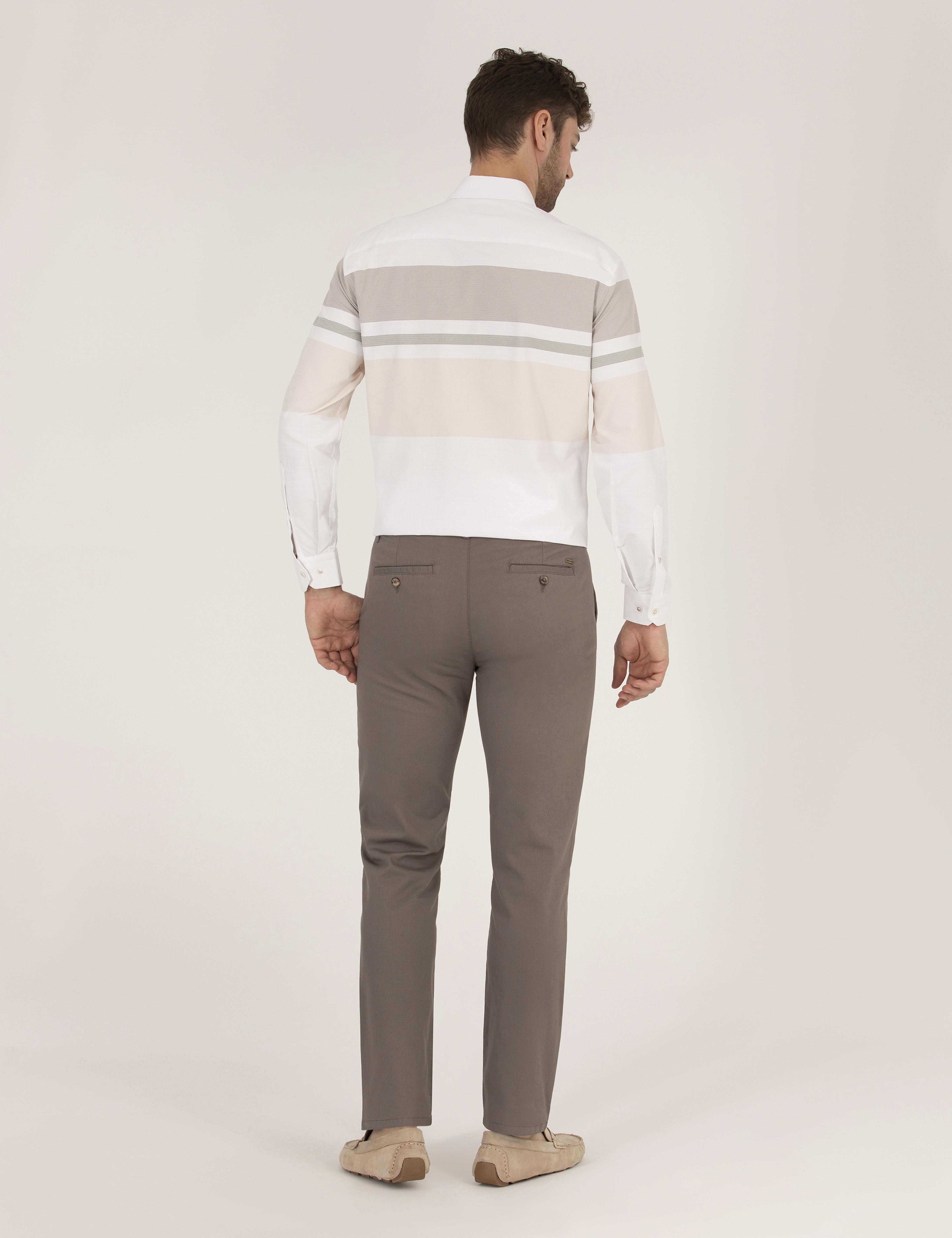 Açık Kahverengi Regular Fit Kanvas Pantolon - Image 4
