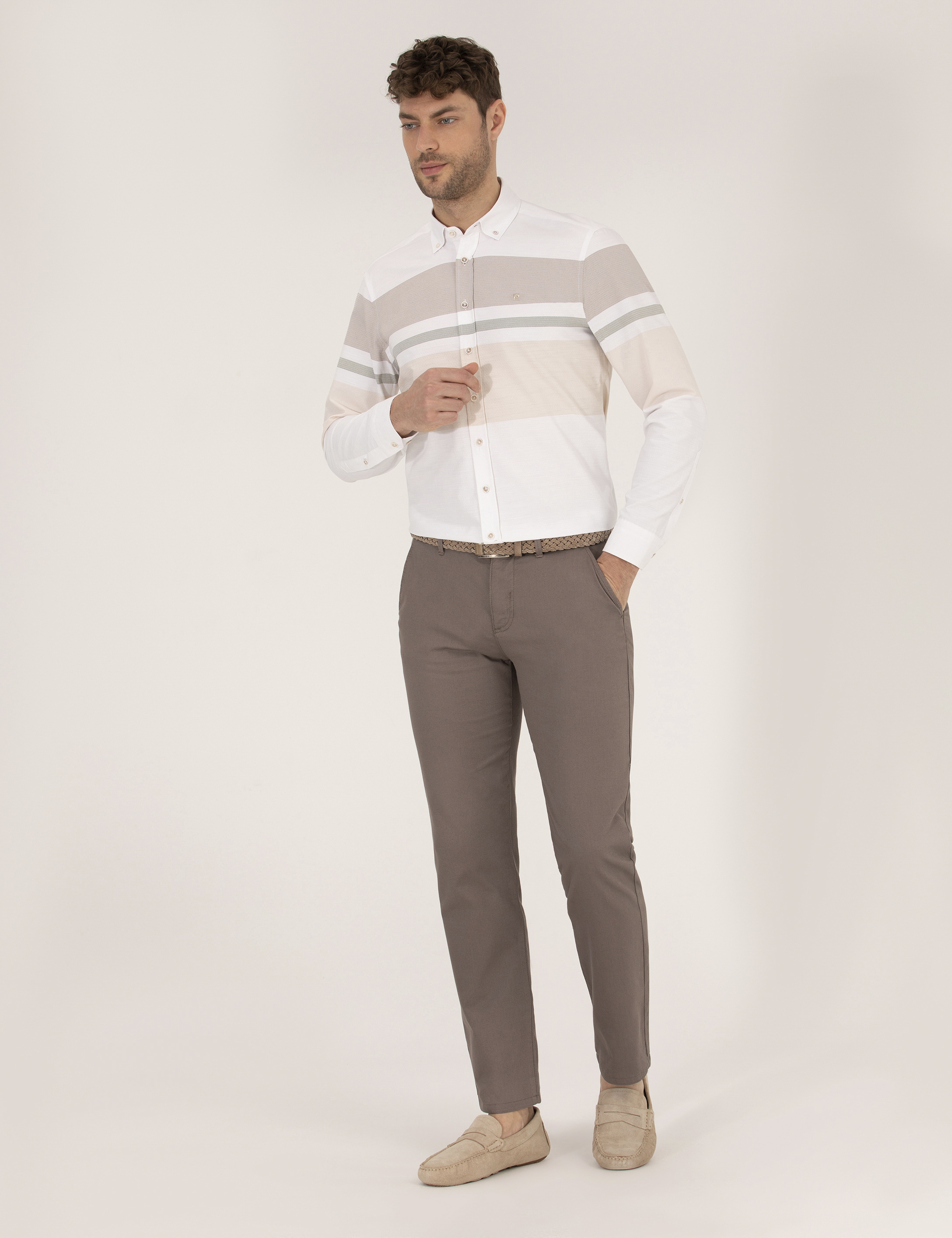 Açık Kahverengi Regular Fit Kanvas Pantolon