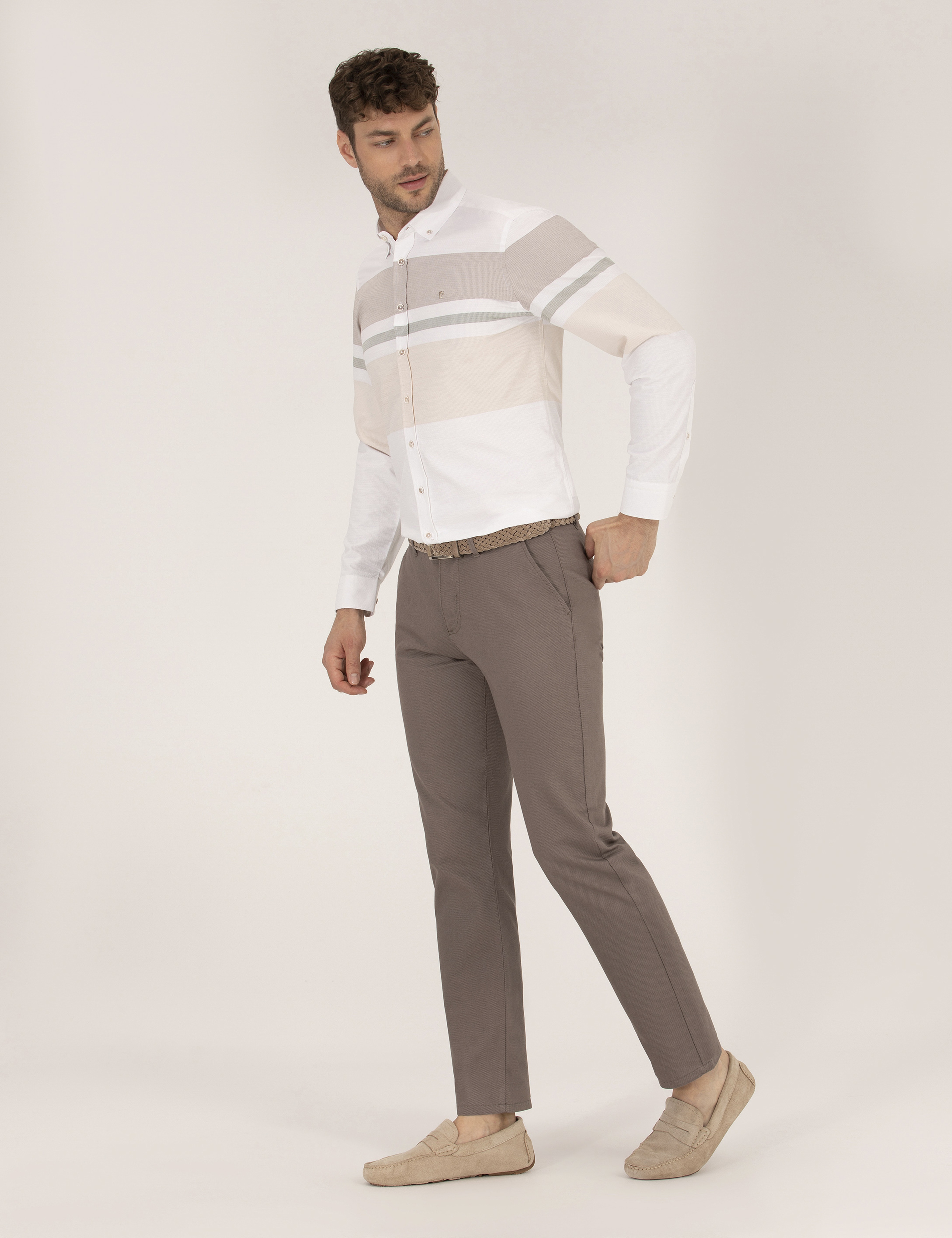 Açık Kahverengi Regular Fit Kanvas Pantolon