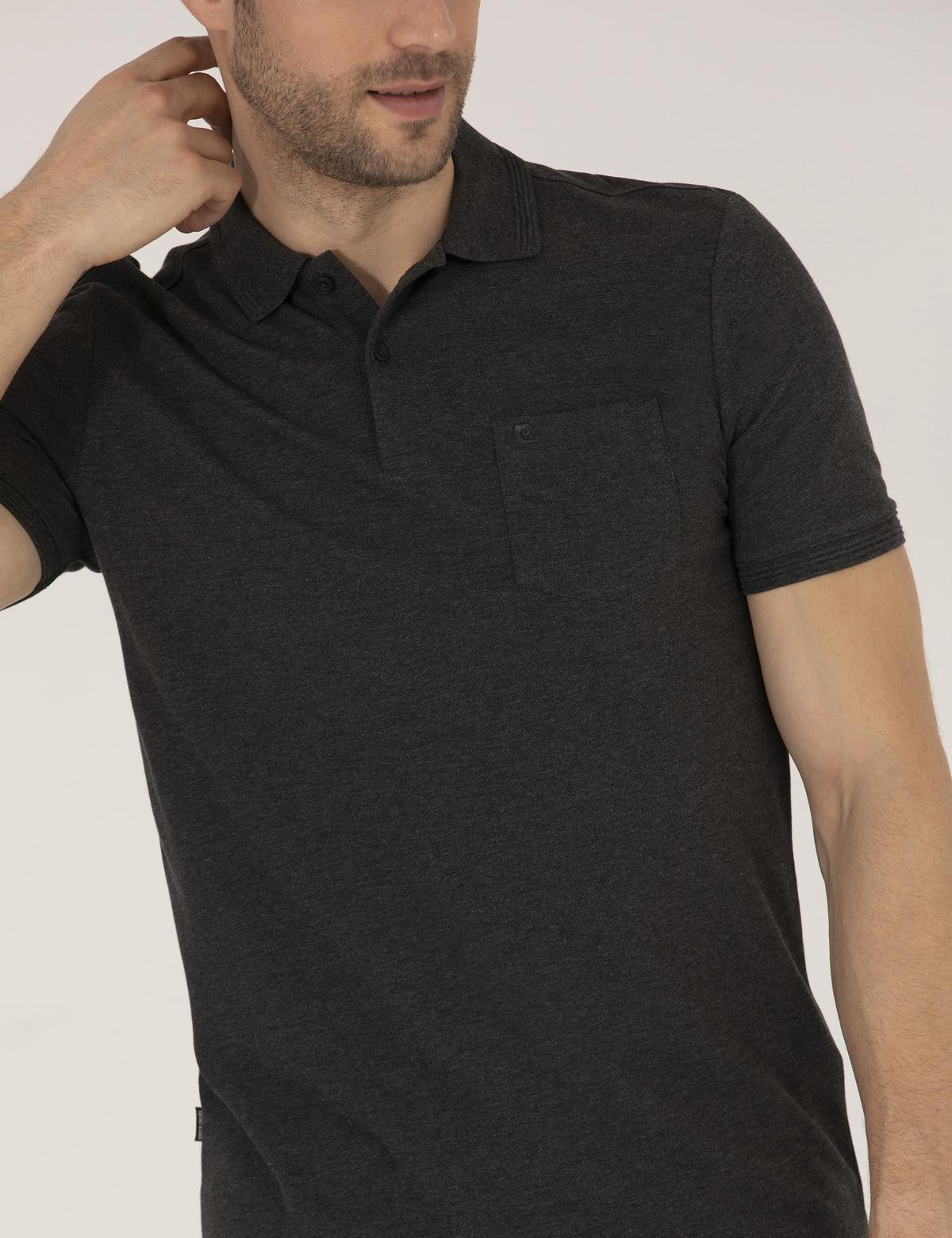 Antrasit Melanj Regular Fit Polo Yaka Basic Tişört - 50269604061