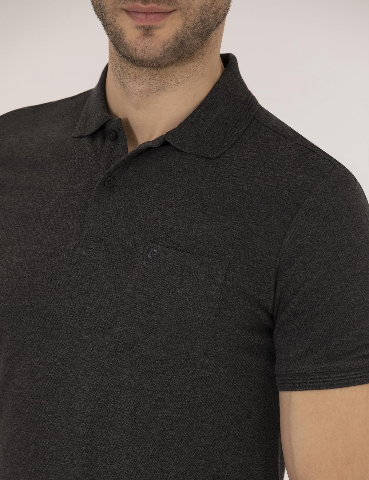 Antrasit Melanj Regular Fit Polo Yaka Basic Tişört - 50269604061