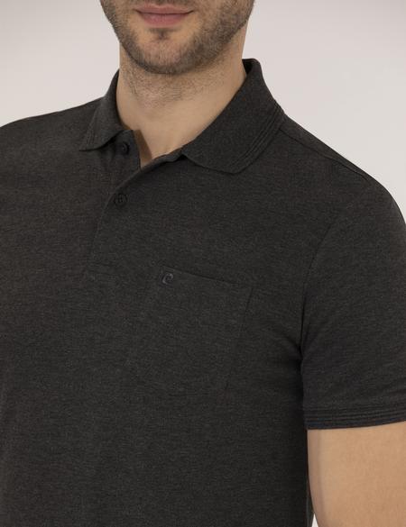 Antrasit Melanj Regular Fit Polo Yaka Basic Tişört - 50269604061