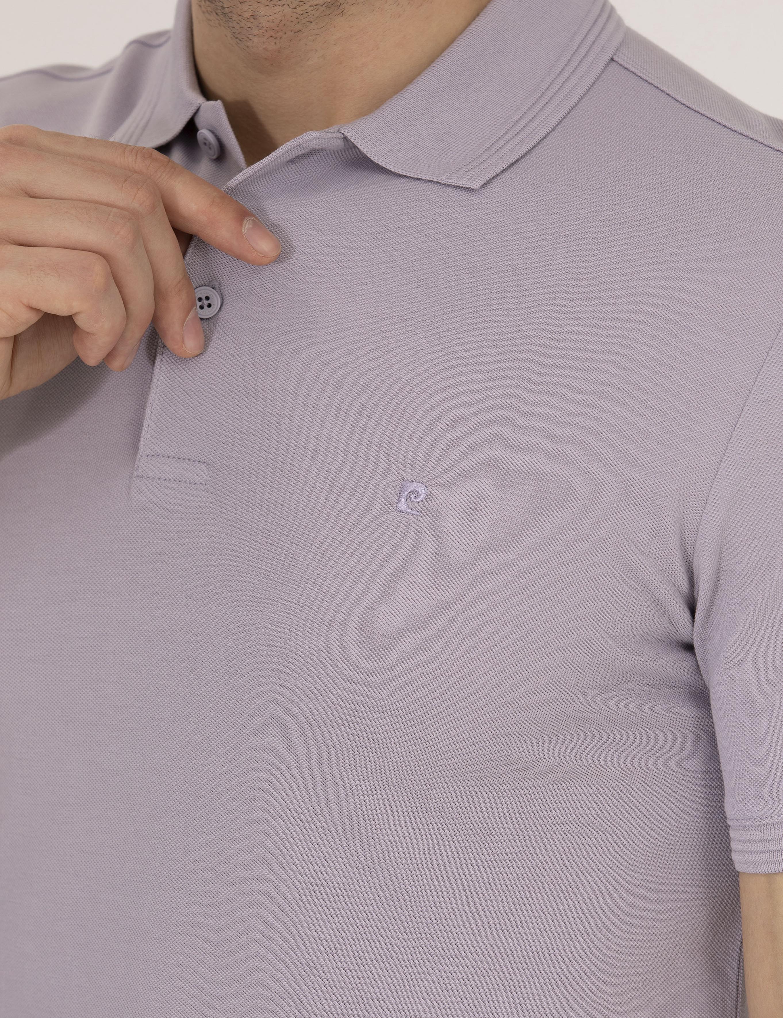 Lila Slim Fit Polo Yaka Basic Tişört