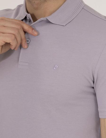 Lila Slim Fit Polo Yaka Basic Tişört - 50269606163