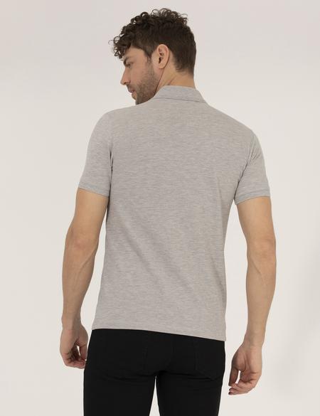 Açık Gri Melanj Slim Fit Polo Yaka Basic Tişört - 50269606179