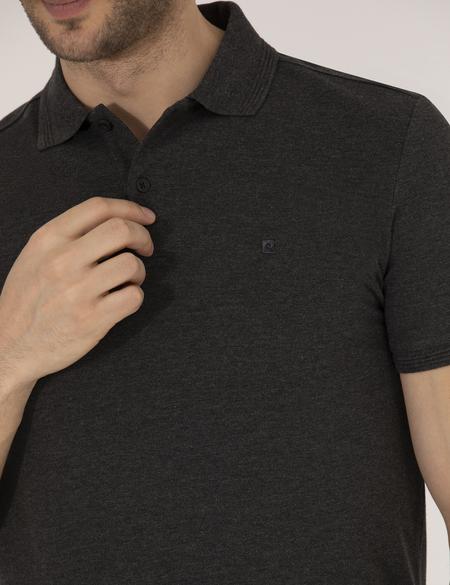 Antrasit Melanj Slim Fit Polo Yaka Basic Tişört - 50269606200