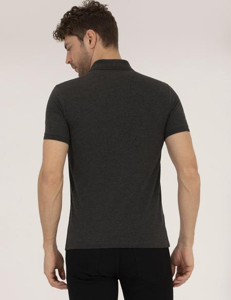 Antrasit Melanj Slim Fit Polo Yaka Basic Tişört - 50269606200
