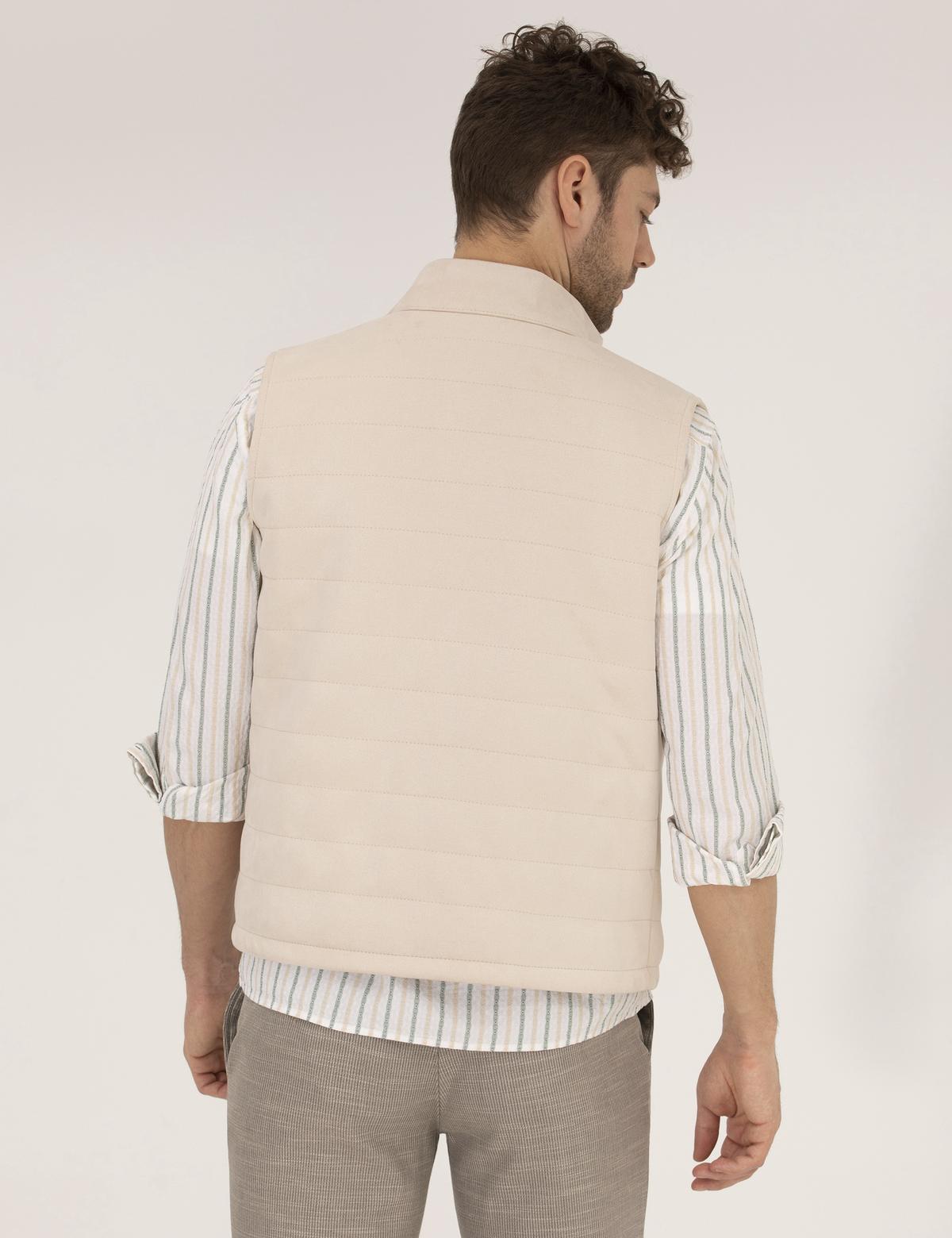 Bej Suni Deri Yelek - 50275802001