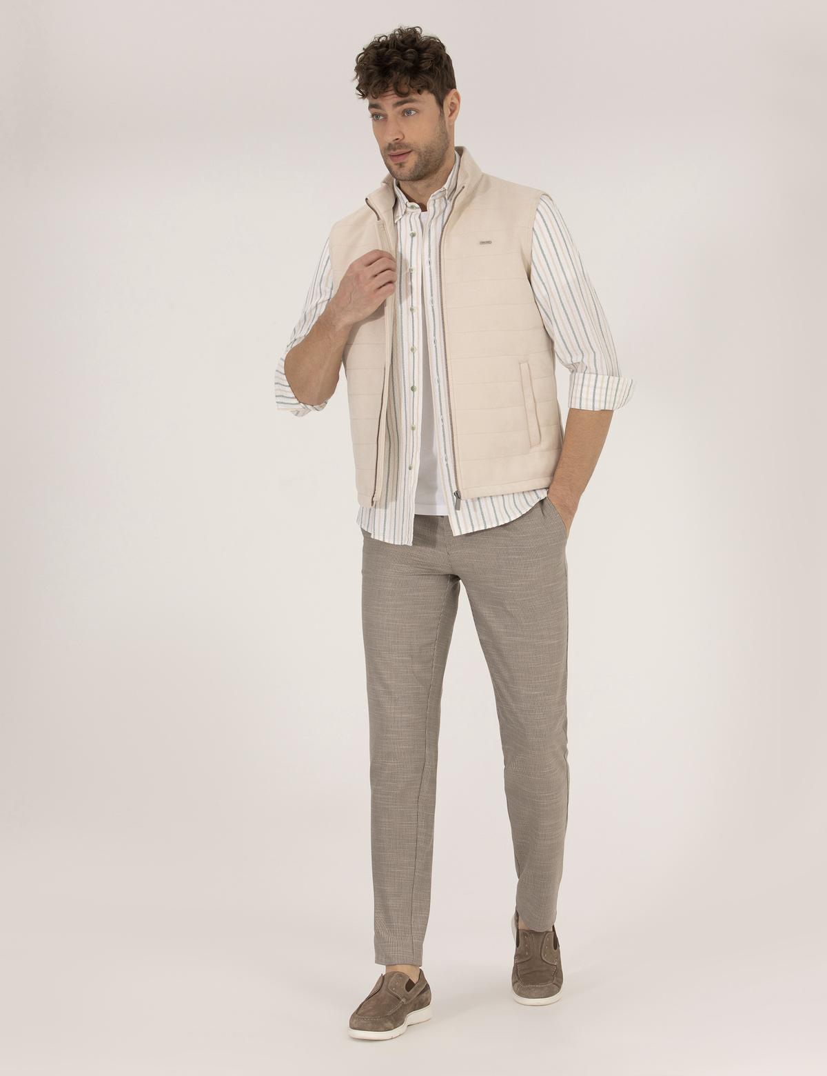 Bej Suni Deri Yelek - 50275802001