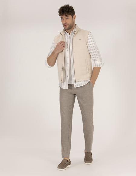 Bej Suni Deri Yelek - 50275802001