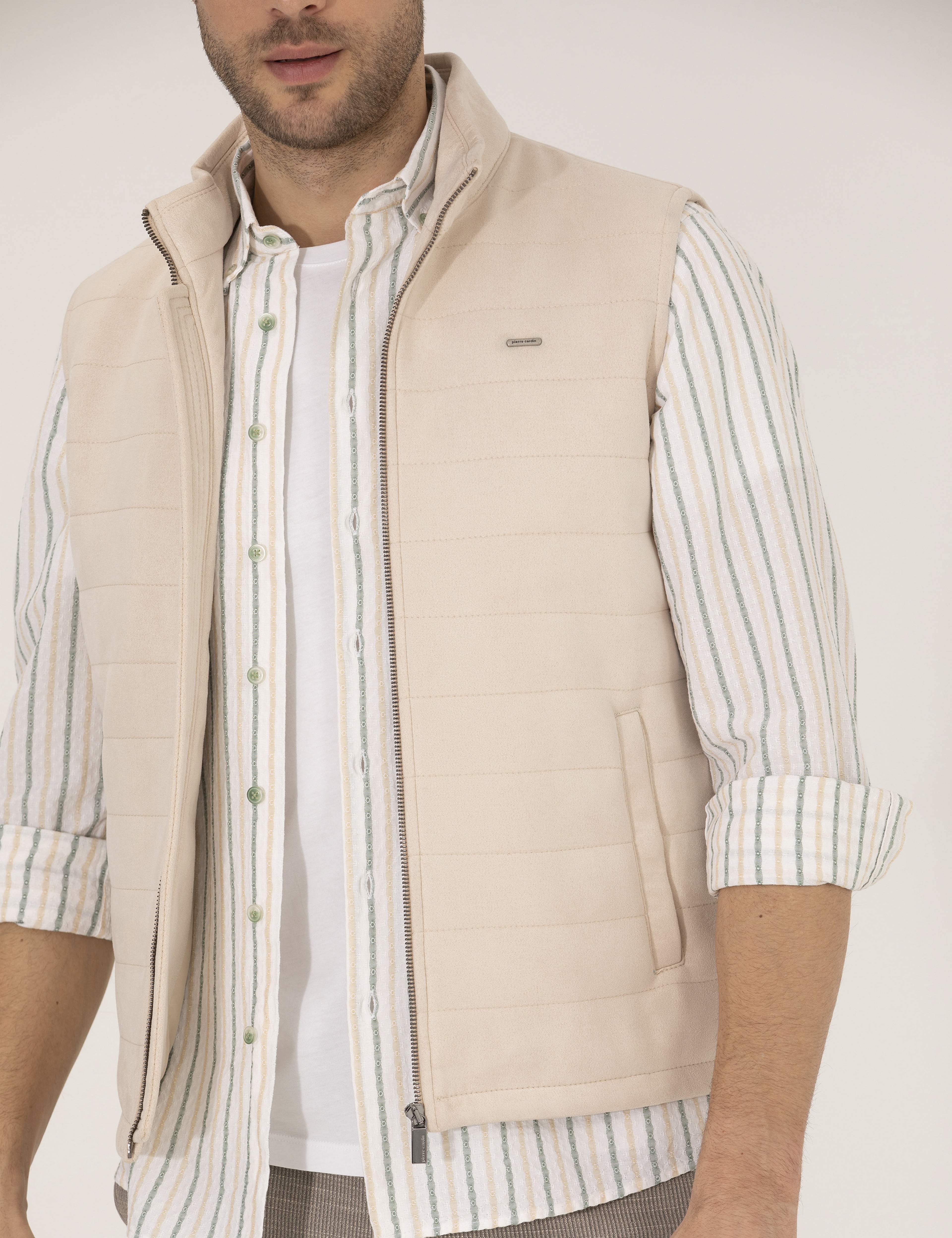 Bej Suni Deri Yelek