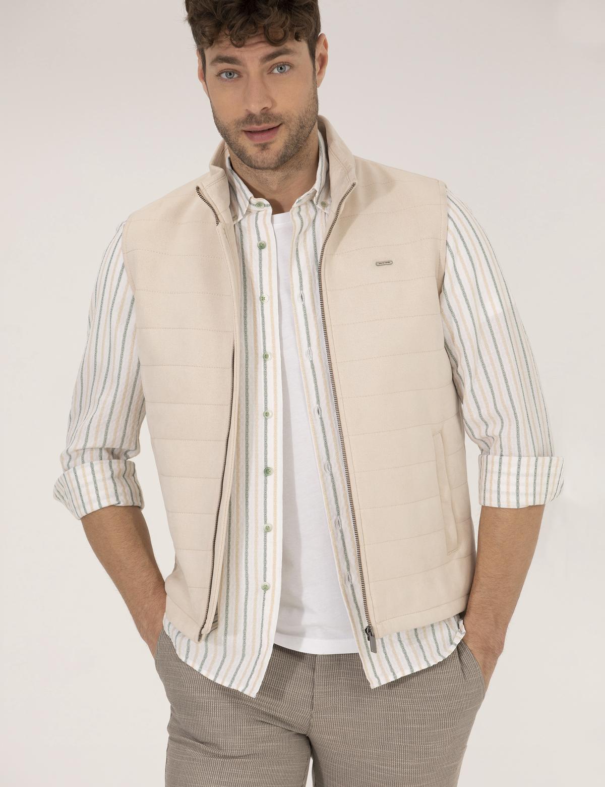 Bej Suni Deri Yelek - 50275802001