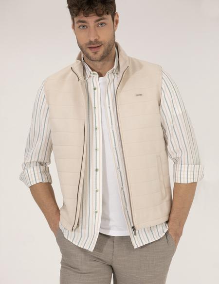 Bej Suni Deri Yelek - 50275802001