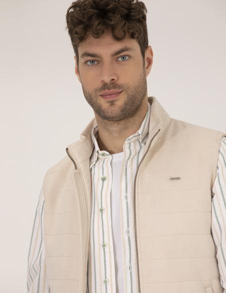 Bej Suni Deri Yelek - 50275802001