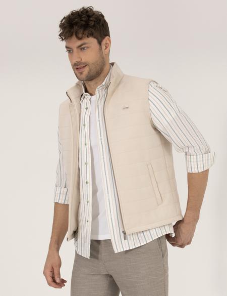 Bej Suni Deri Yelek - 50275802001