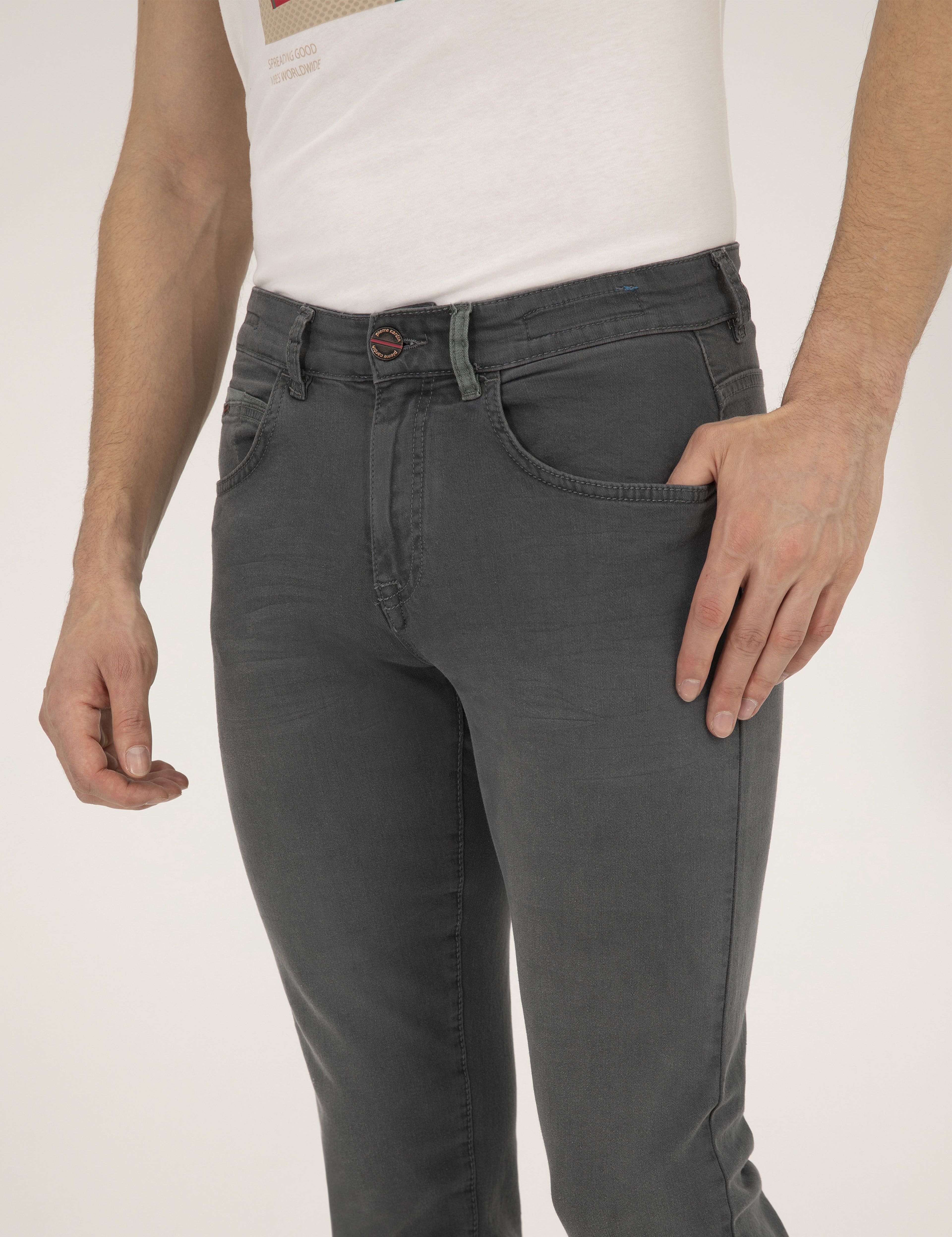 Koyu Gri Slim Fit Jean Pantolon - Image 5
