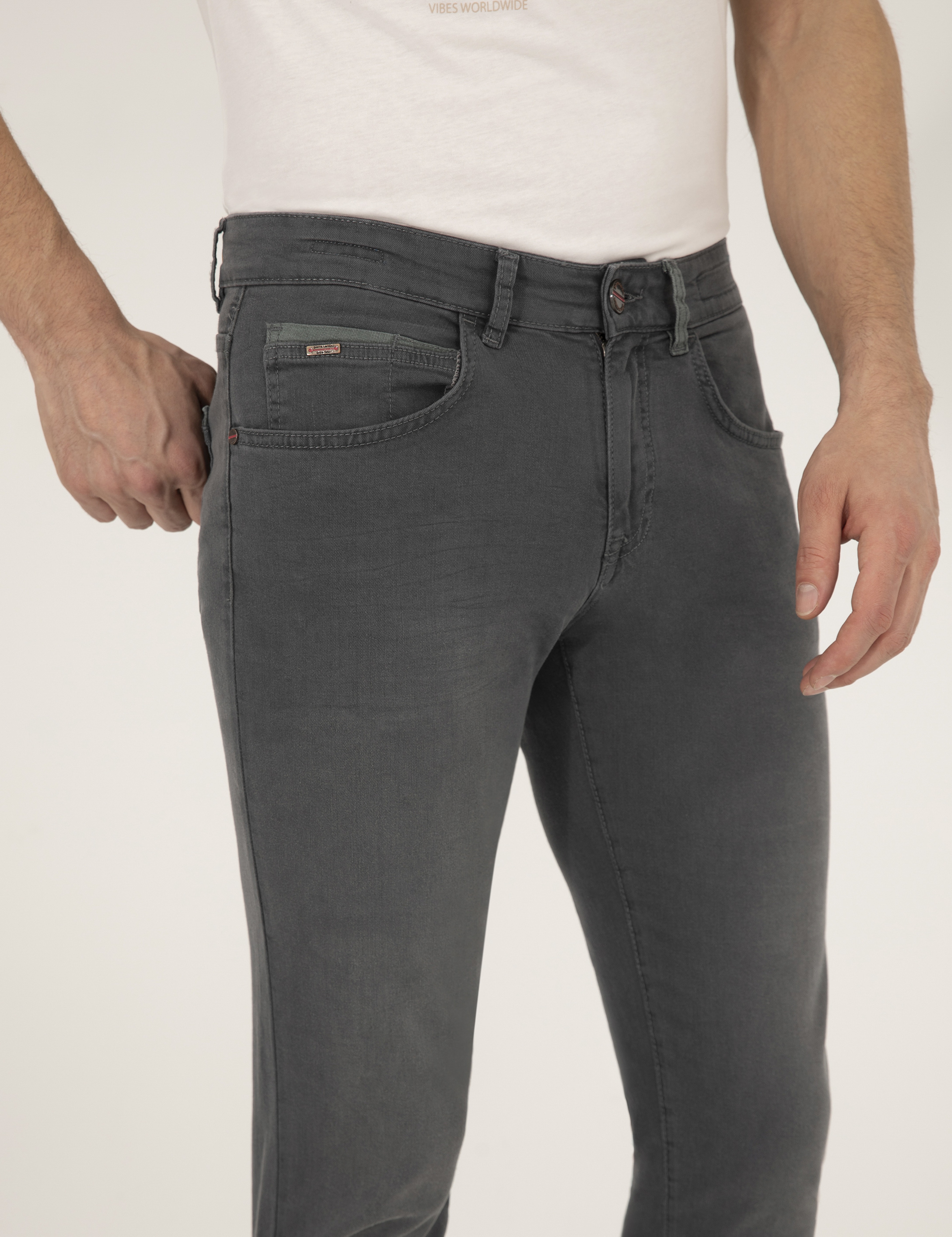 Koyu Gri Slim Fit Jean Pantolon - Image 6