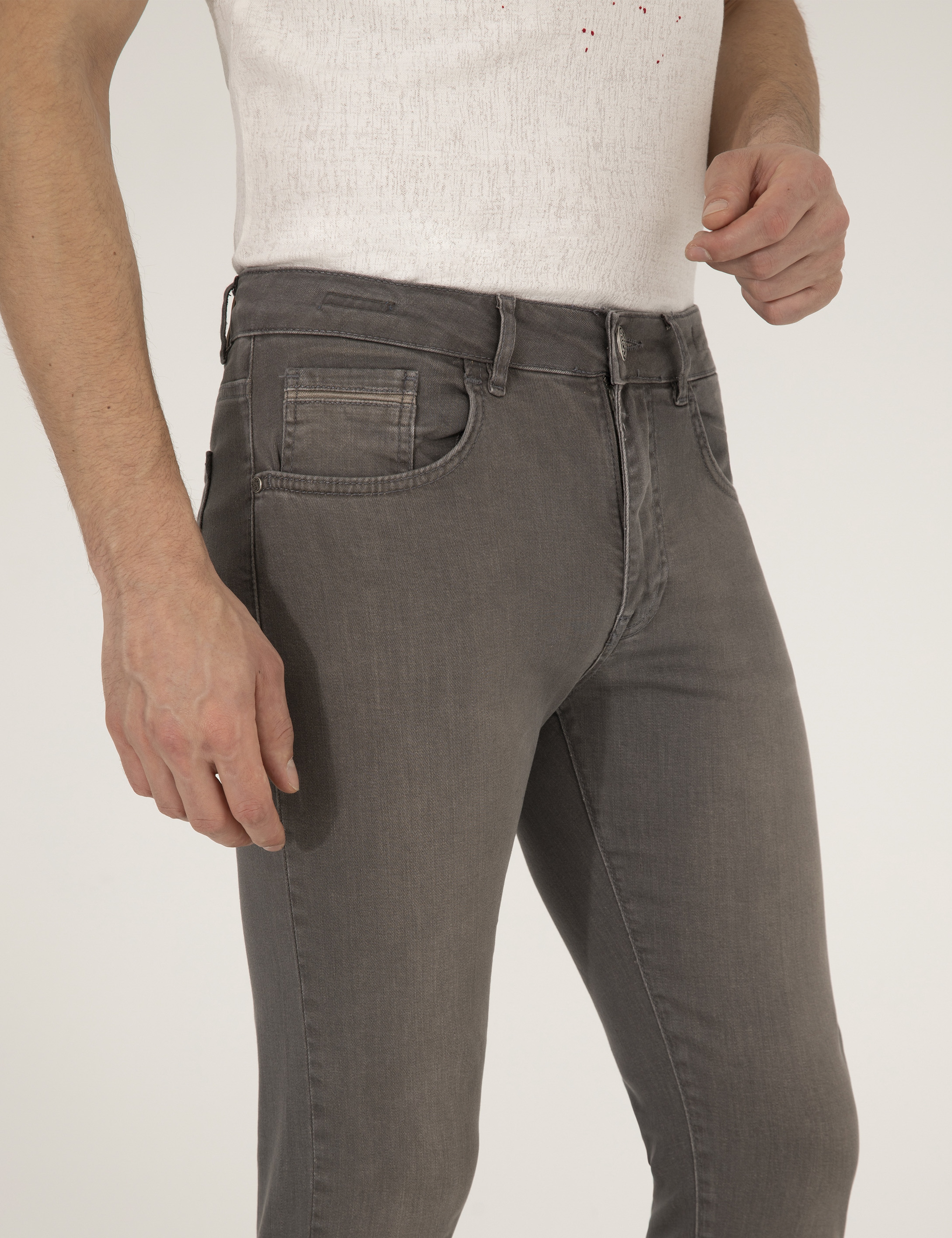 Koyu Gri Slim Fit Jean Pantolon - Image 6