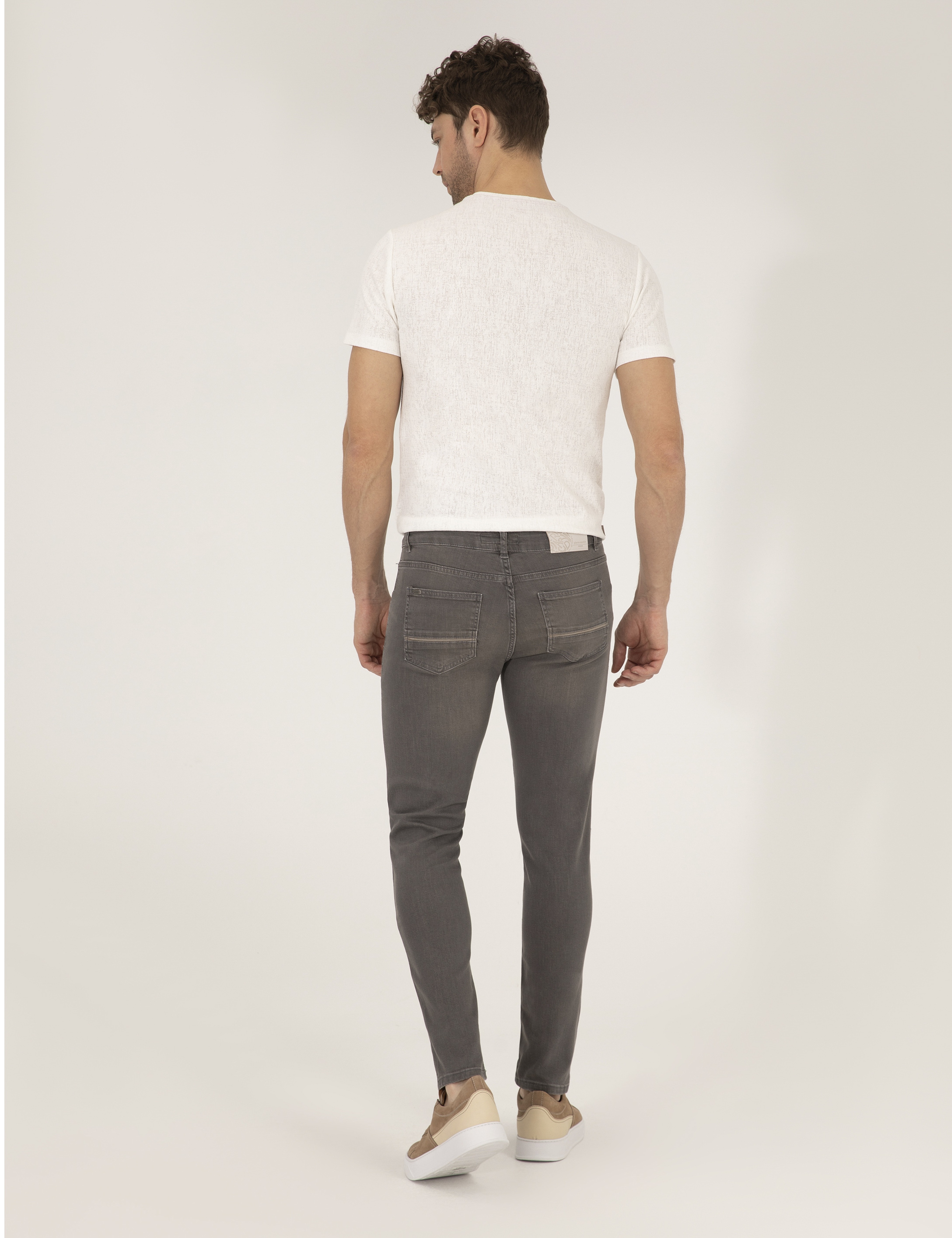 Koyu Gri Slim Fit Jean Pantolon - Image 4
