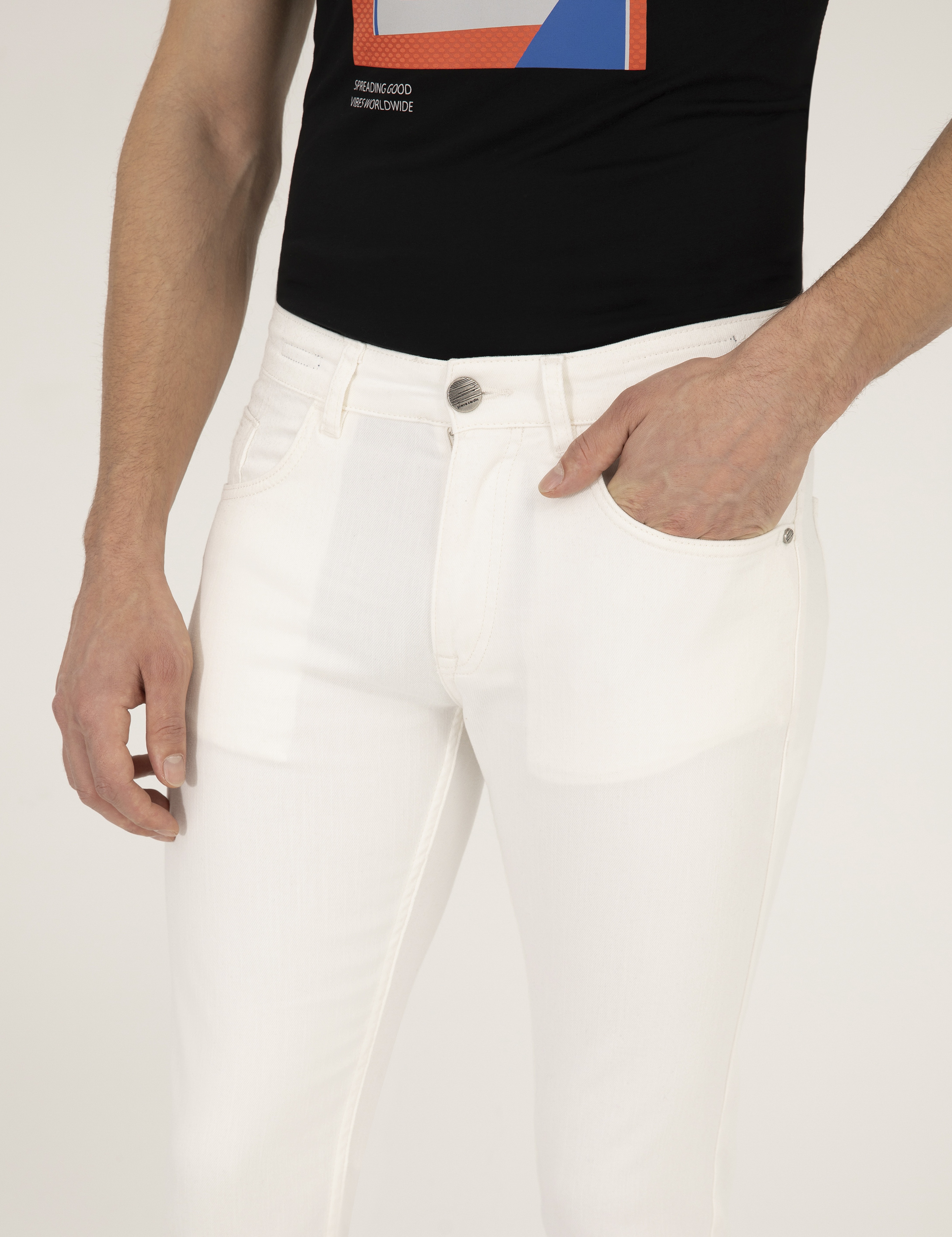 Ekru Slim Fit Jean Pantolon - Image 5