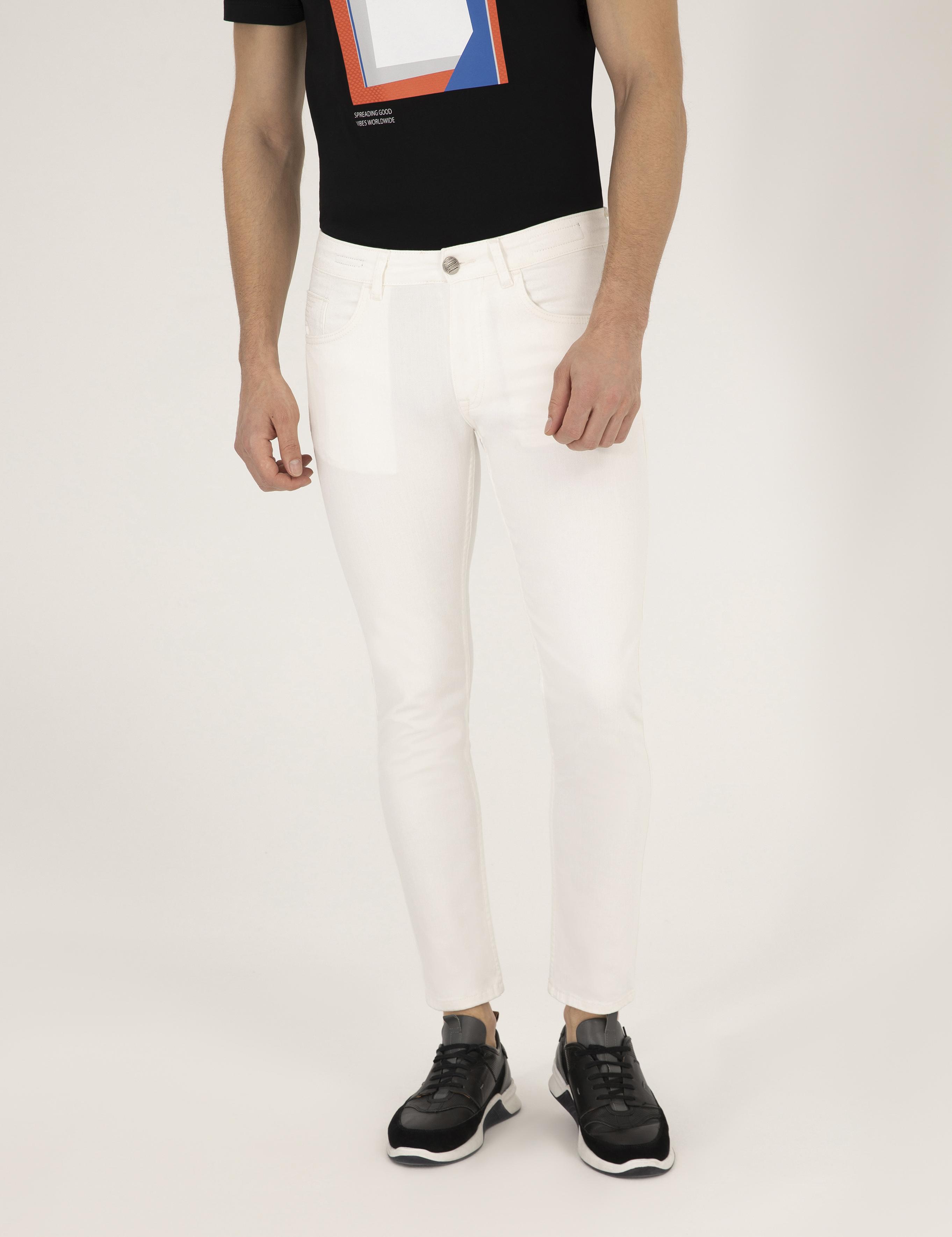 Ekru Slim Fit Jean Pantolon