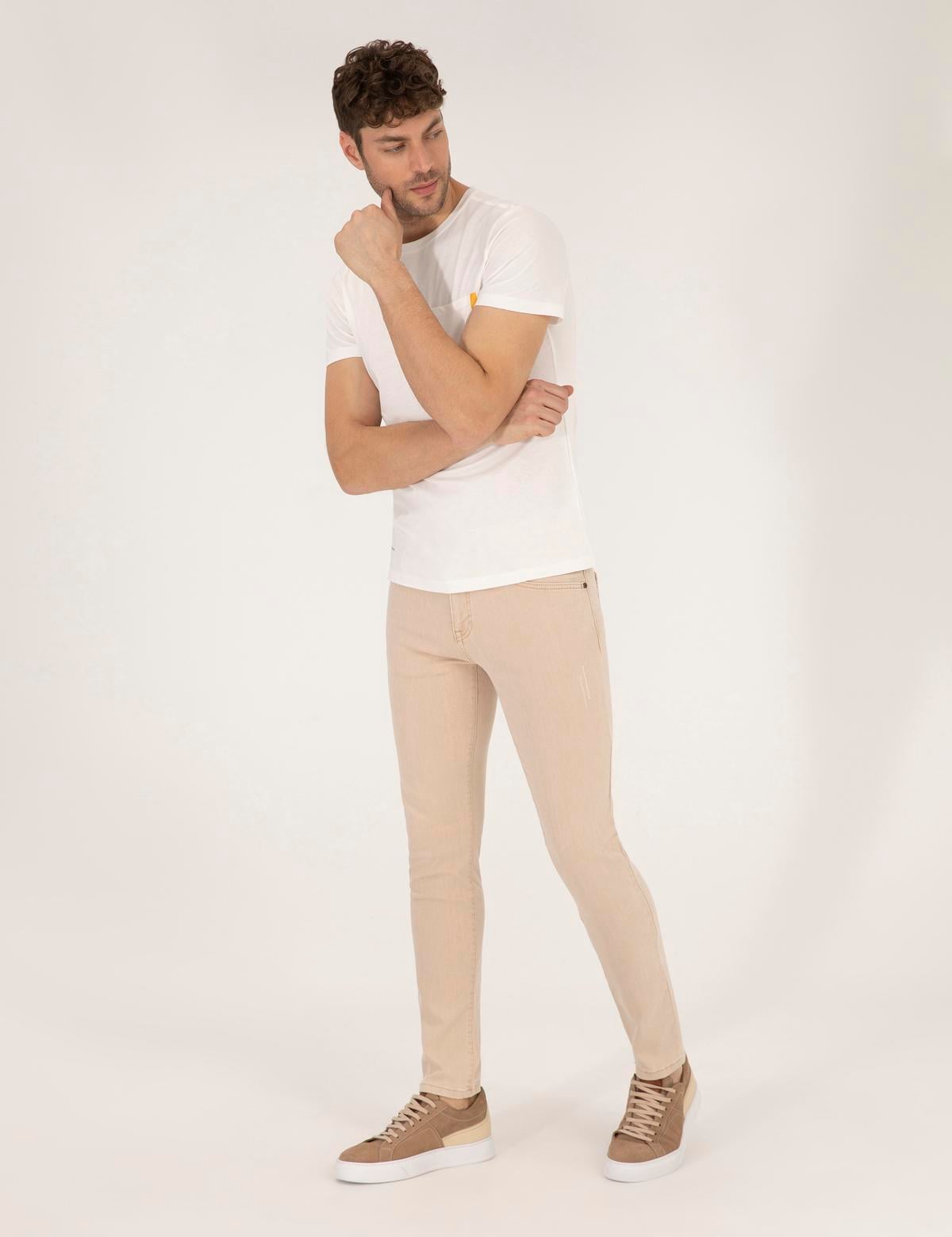 Bej Slim Fit Jean Pantolon