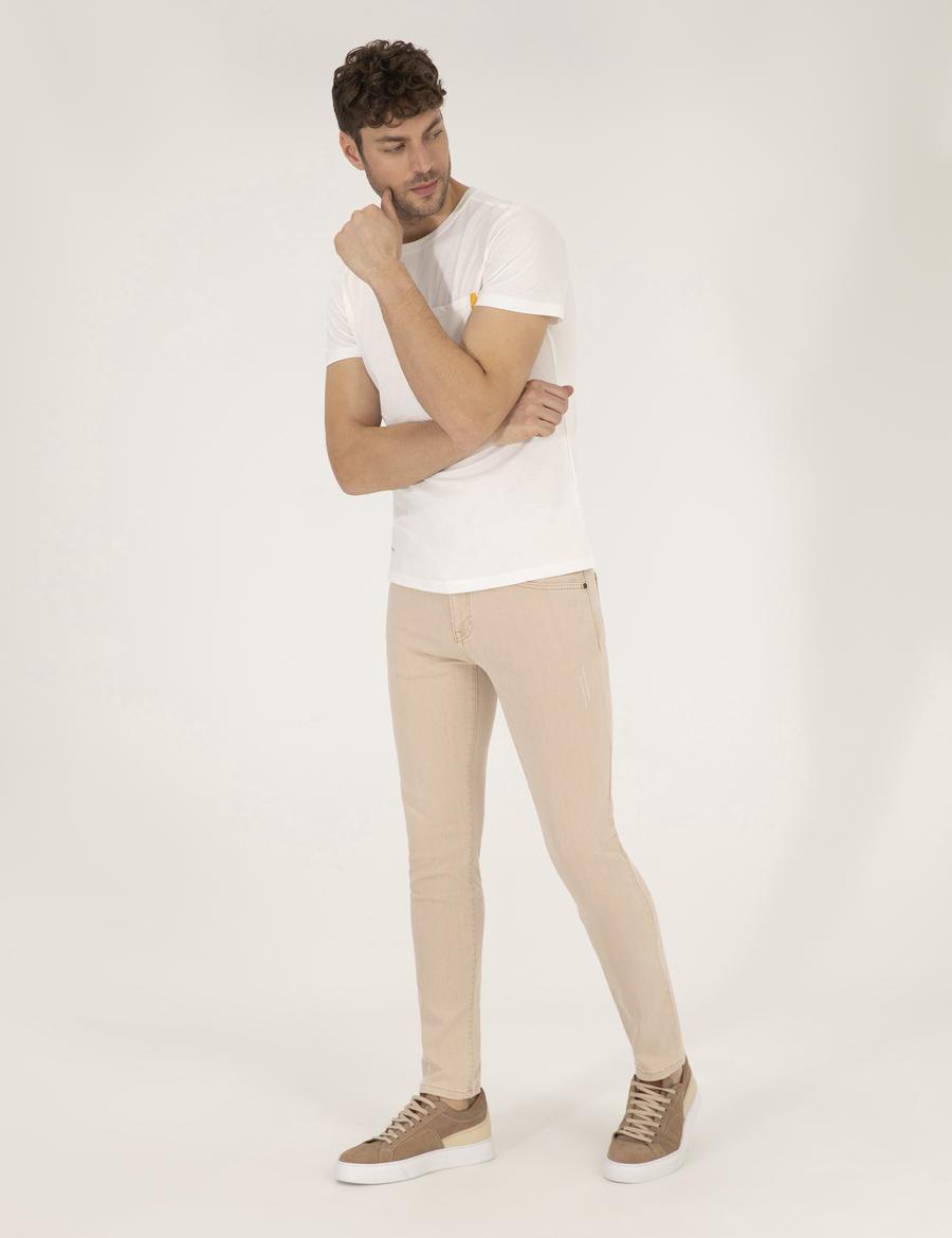 Bej Slim Fit Jean Pantolon