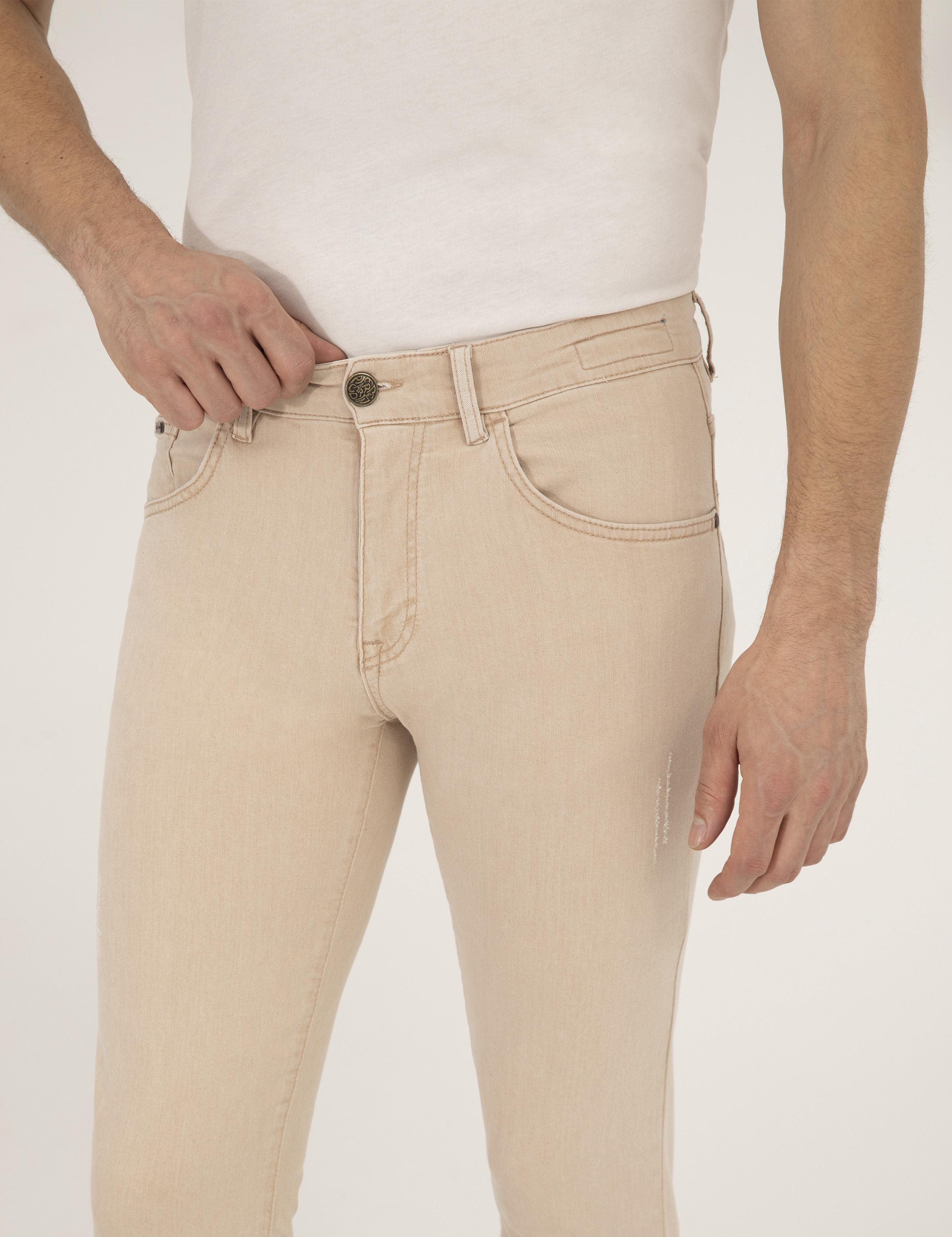 Bej Slim Fit Jean Pantolon