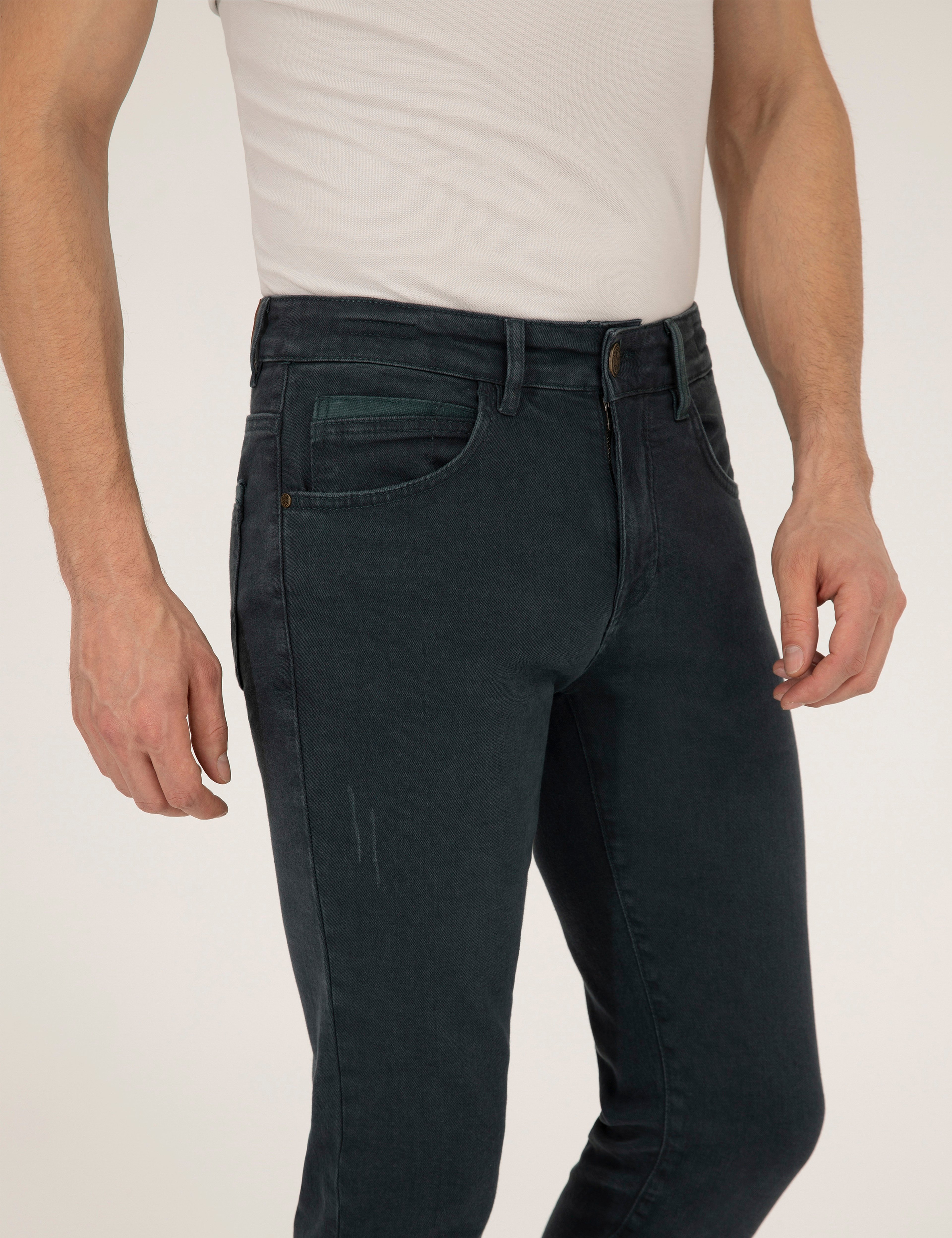 Koyu Yeşil Slim Fit Jean Pantolon - Image 6