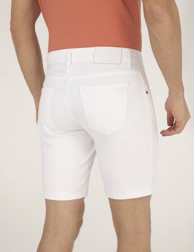 Ekru Slim Fit Jean Şort
