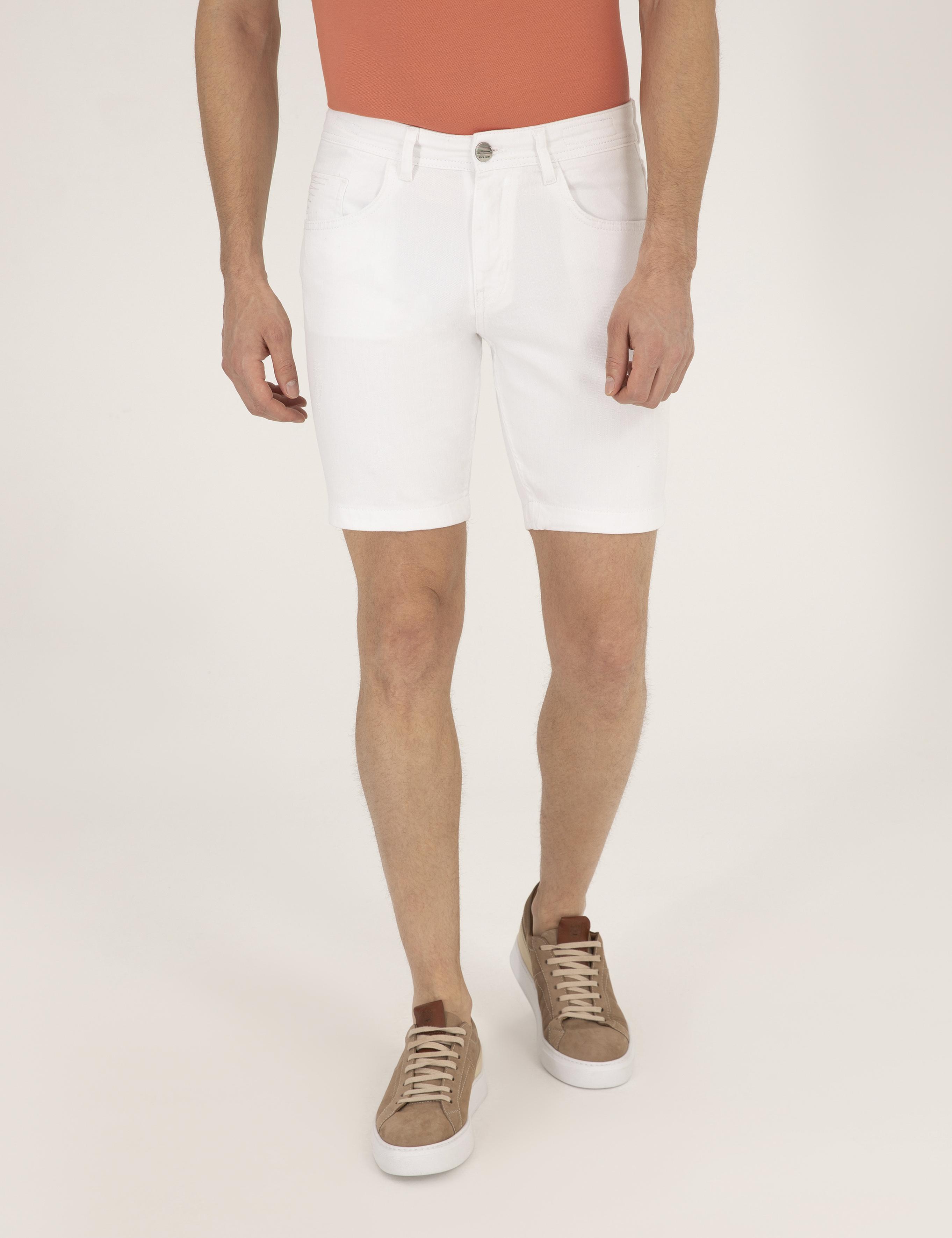 Ekru Slim Fit Jean Şort