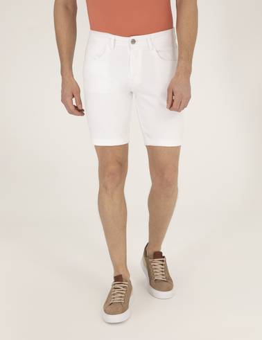 Ekru Slim Fit Jean Şort