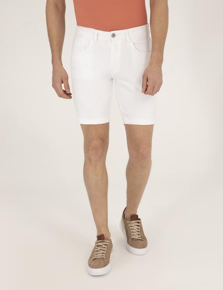 Ekru Slim Fit Jean Şort - 50267836021