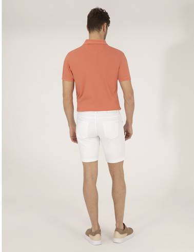 Ekru Slim Fit Jean Şort