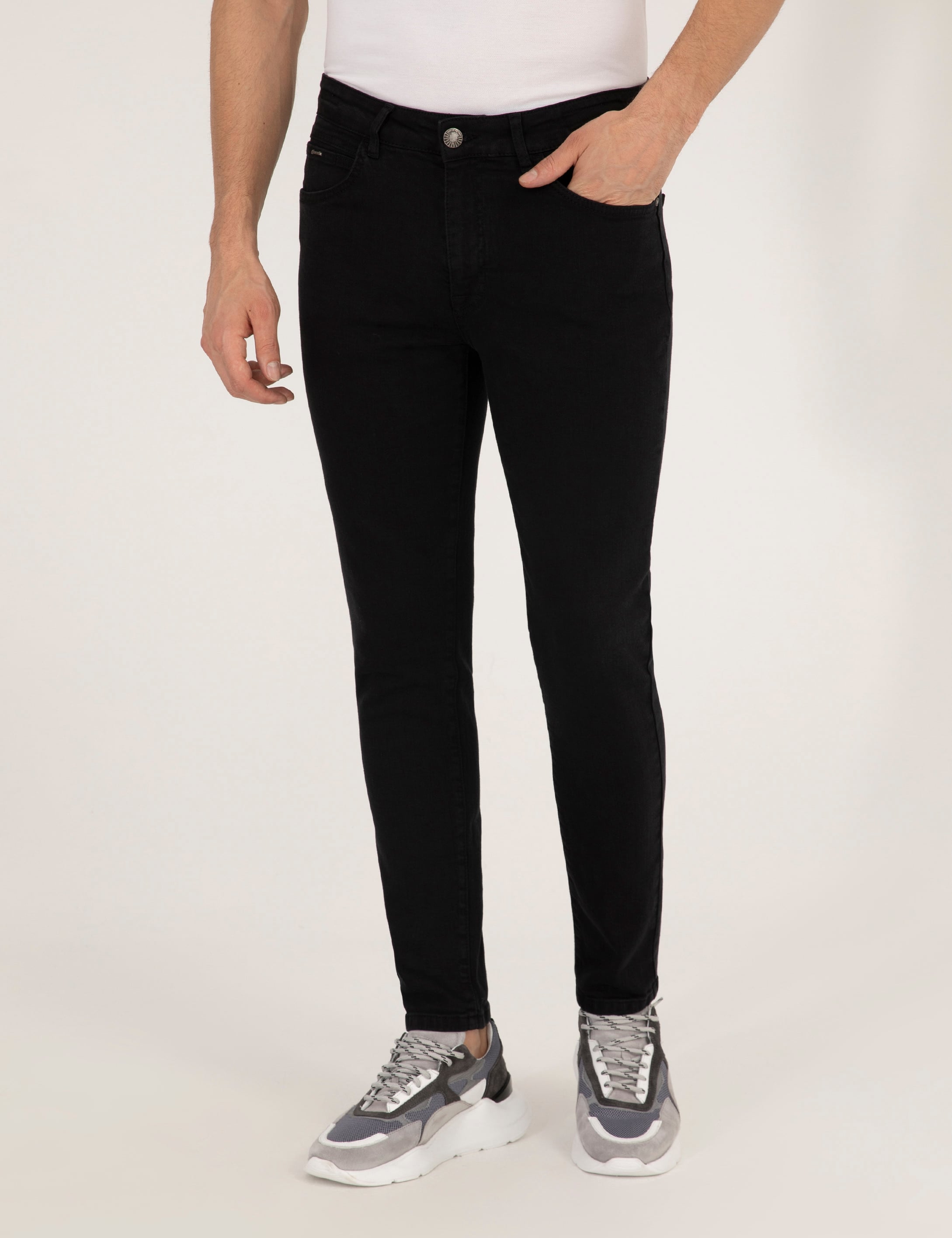 Siyah Slim Fit Jean Pantolon - Image 2