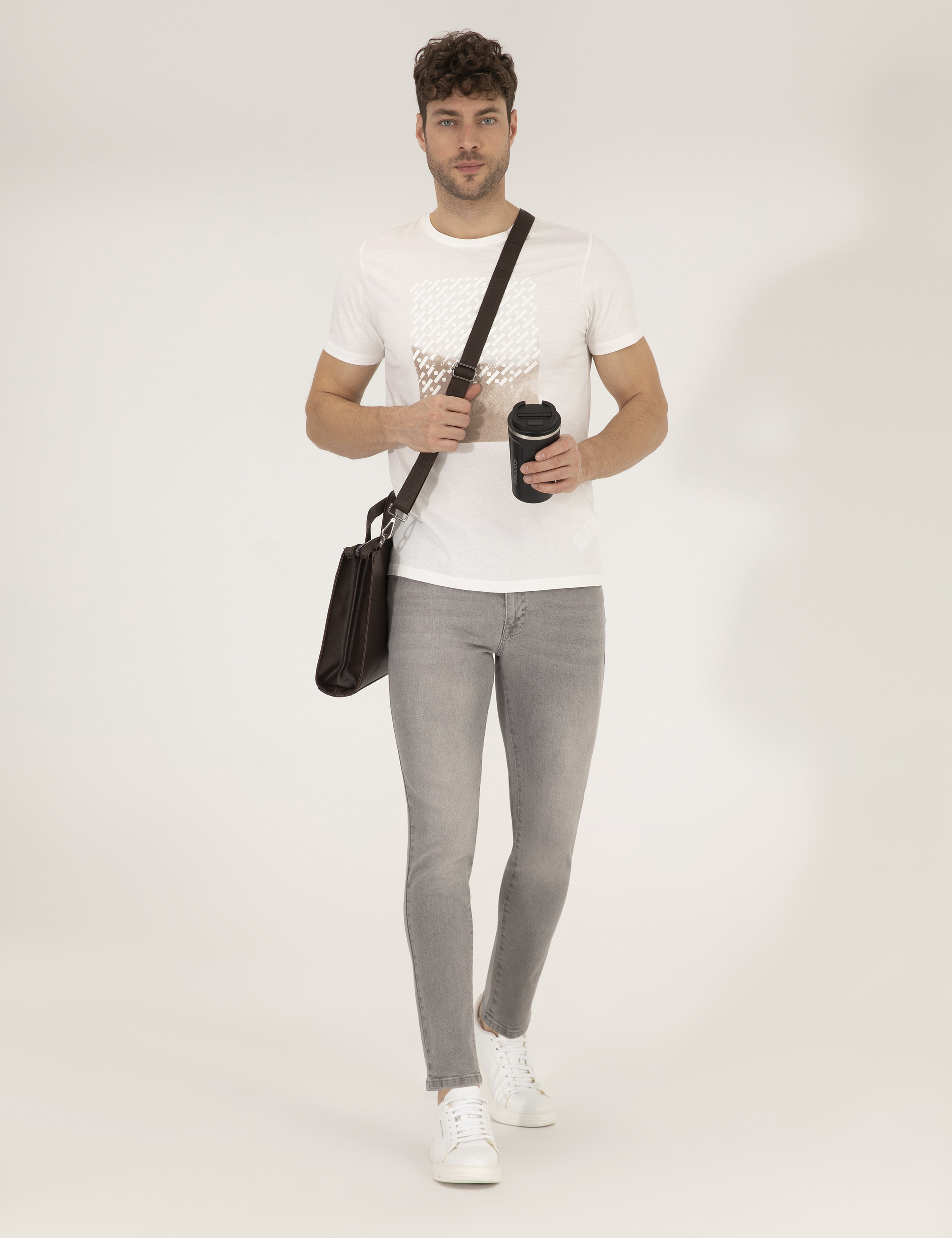 Açık Gri Slim Fit Jean Pantolon - Image 3