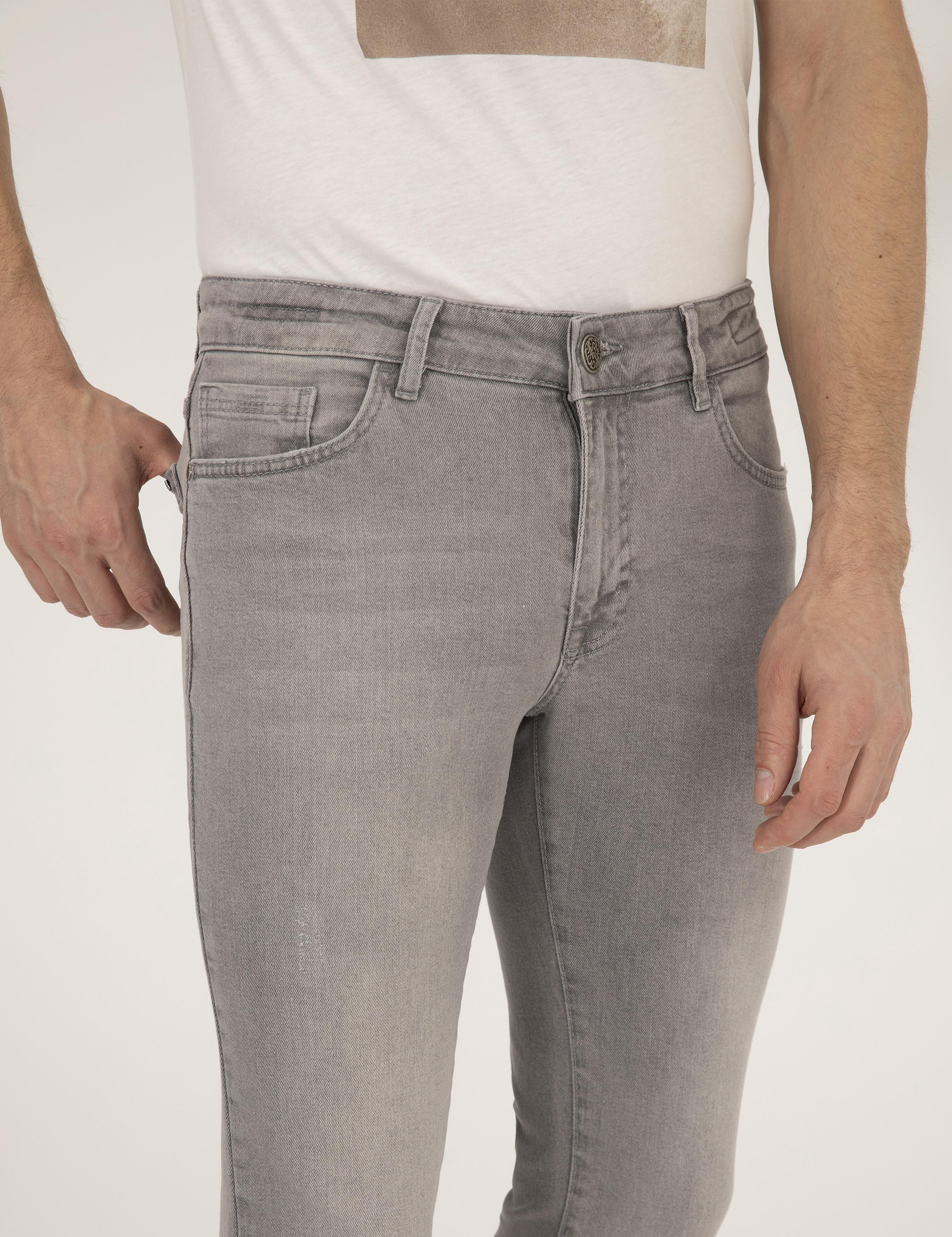 Açık Gri Slim Fit Jean Pantolon