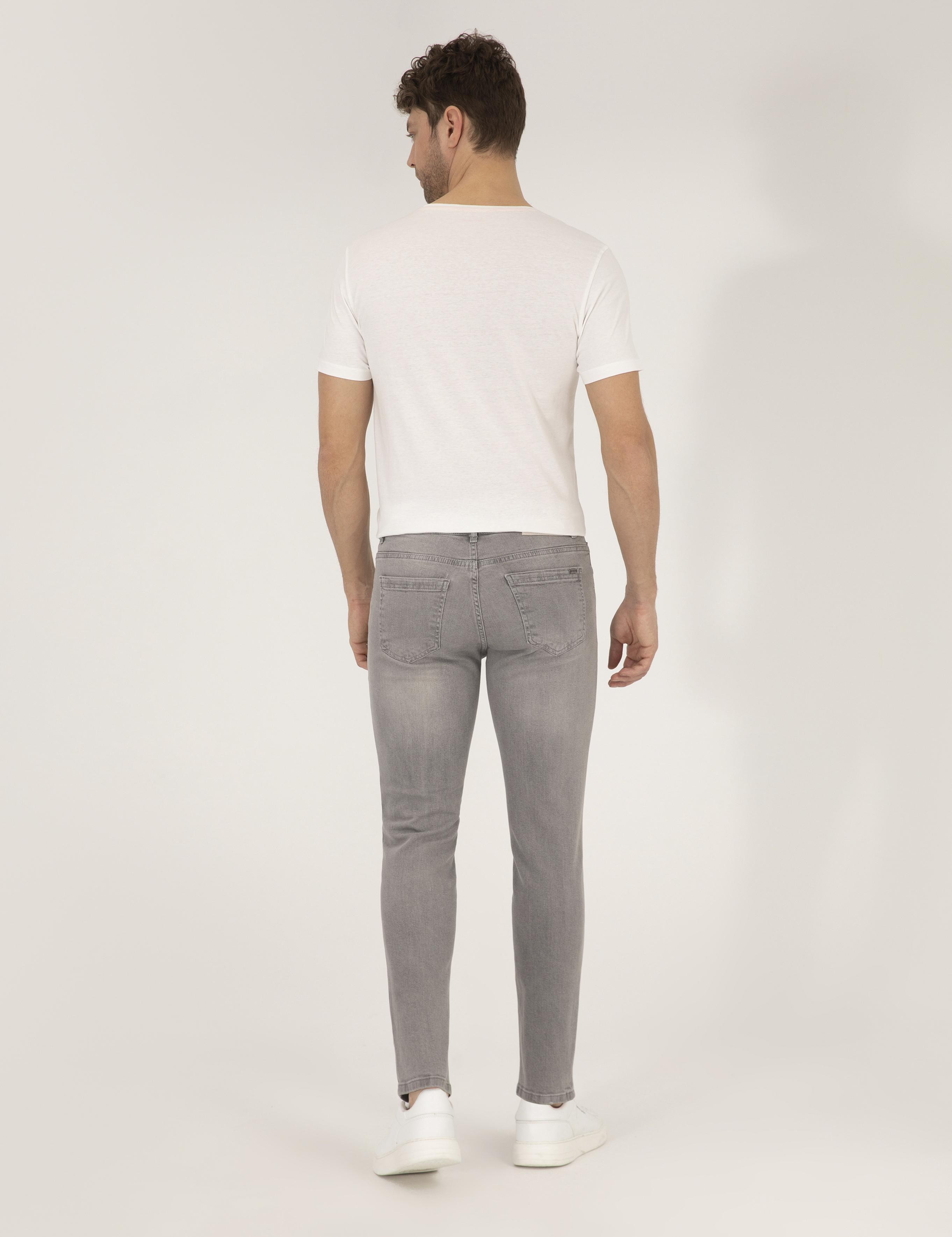 Açık Gri Slim Fit Jean Pantolon
