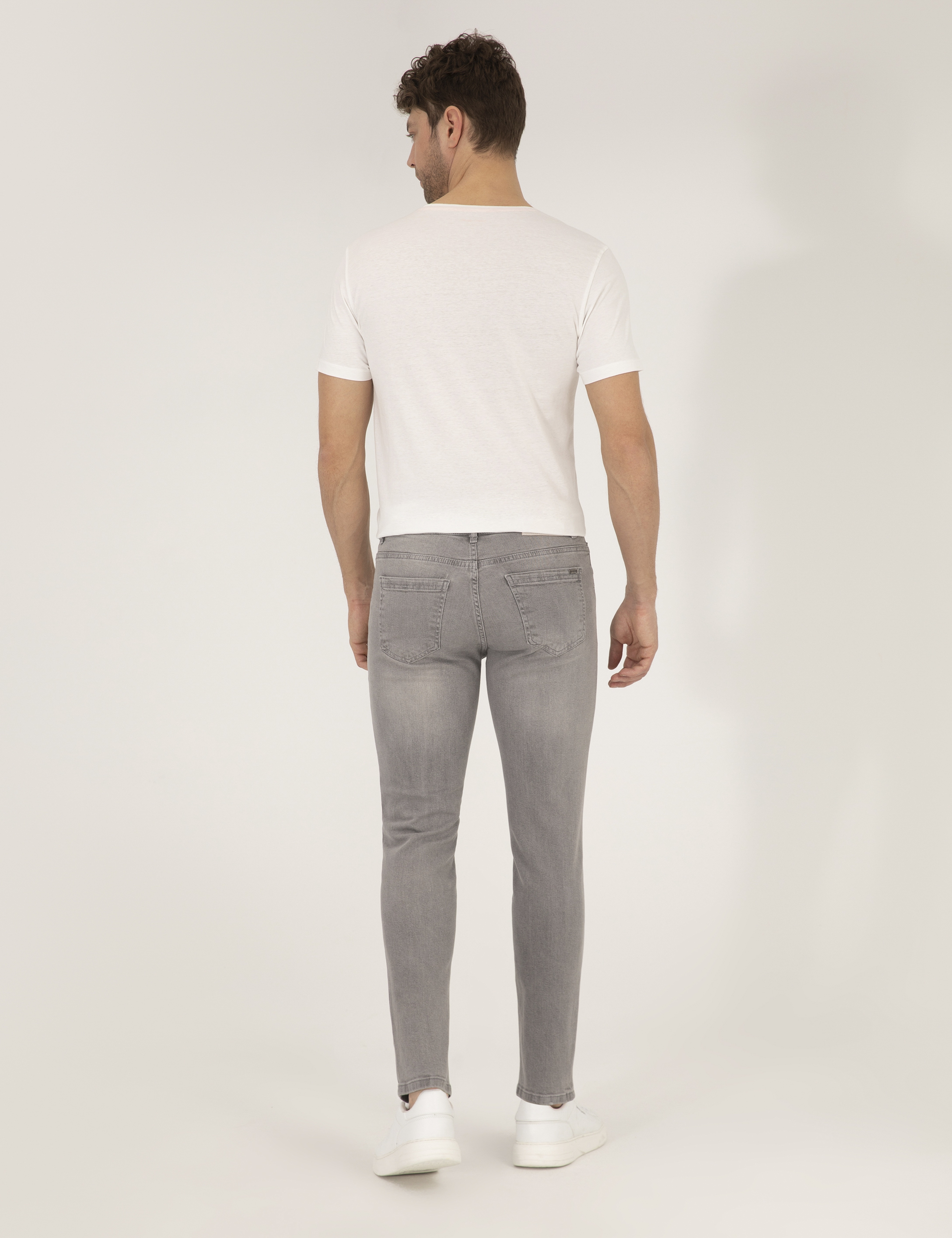 Açık Gri Slim Fit Jean Pantolon - Image 4