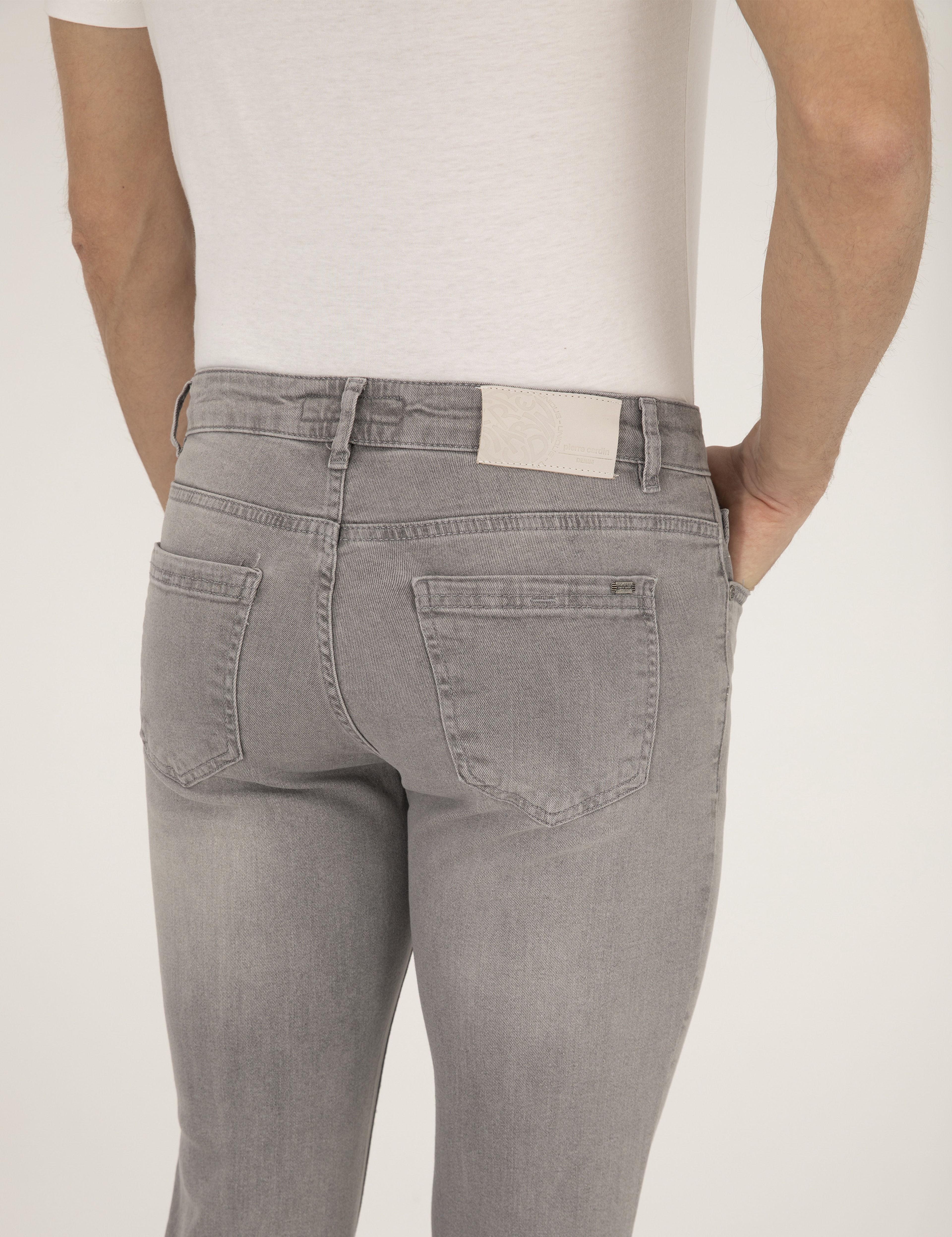 Açık Gri Slim Fit Jean Pantolon - Image 7