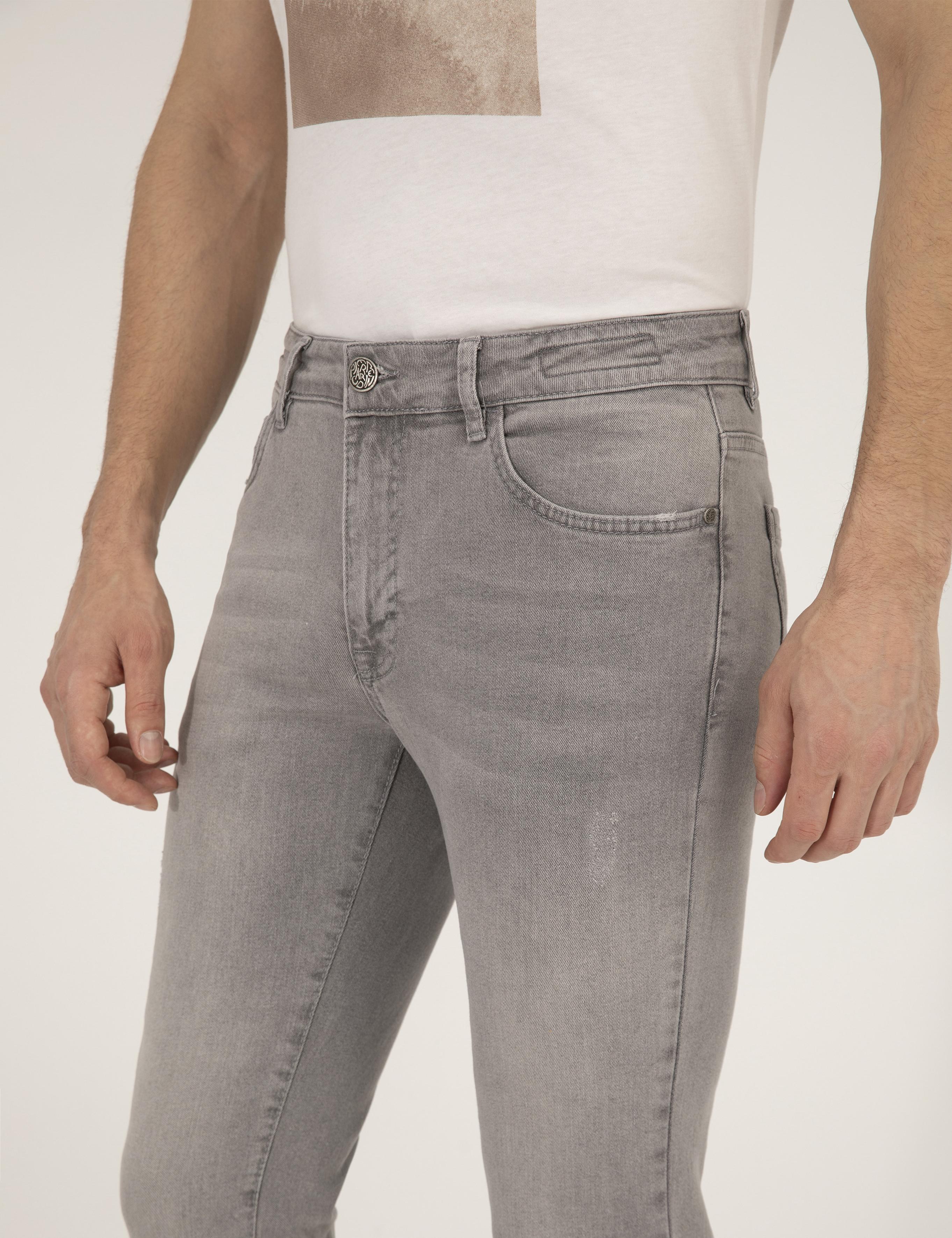 Açık Gri Slim Fit Jean Pantolon