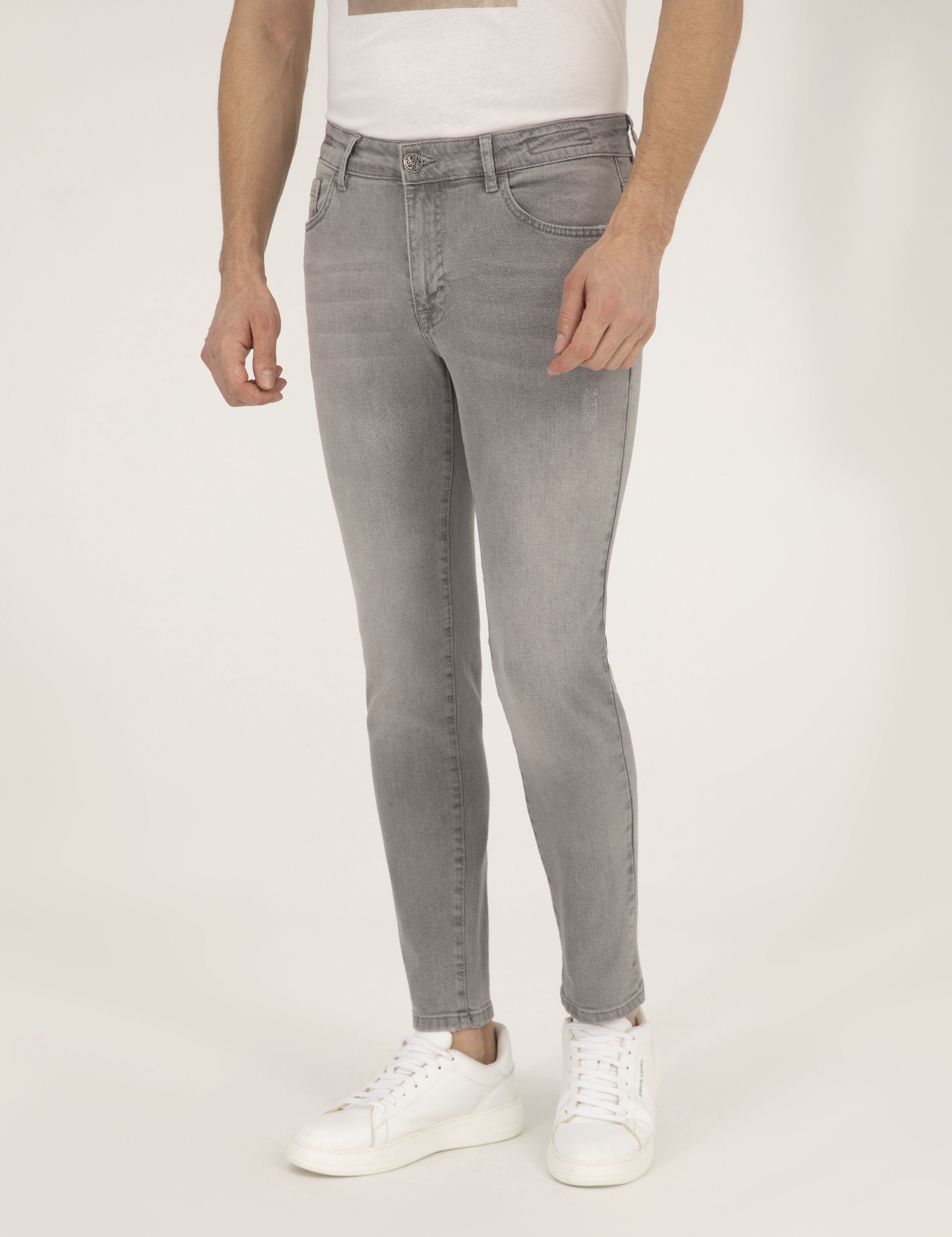 Açık Gri Slim Fit Jean Pantolon - Image 2